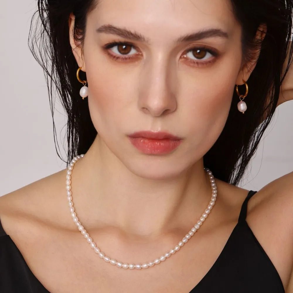 Pearl Necklace, Bracelet and Earrings 4-Piece Jewelry Set - Lookzlike