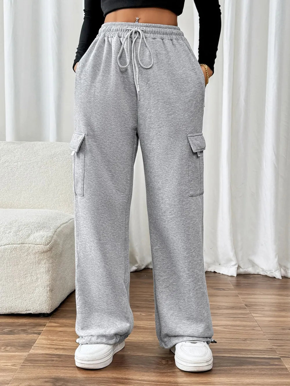 Perfee Drawstring Elastic Waist Joggers with Pockets - Lookzlike