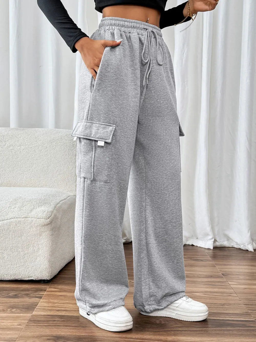 Perfee Drawstring Elastic Waist Joggers with Pockets - Lookzlike