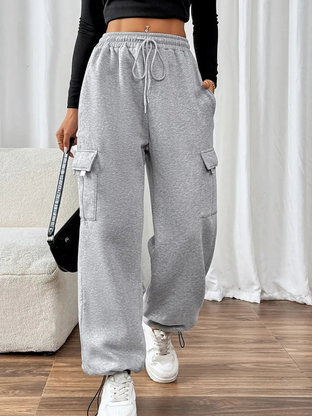 Perfee Drawstring Elastic Waist Joggers with Pockets - Lookzlike