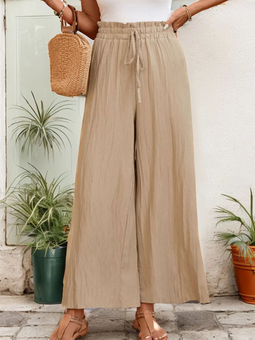 Perfee Frill Wide Leg Pants - Lookzlike