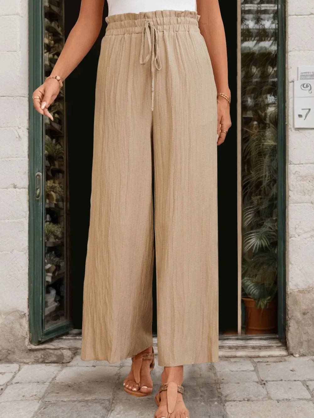 Perfee Frill Wide Leg Pants - Lookzlike