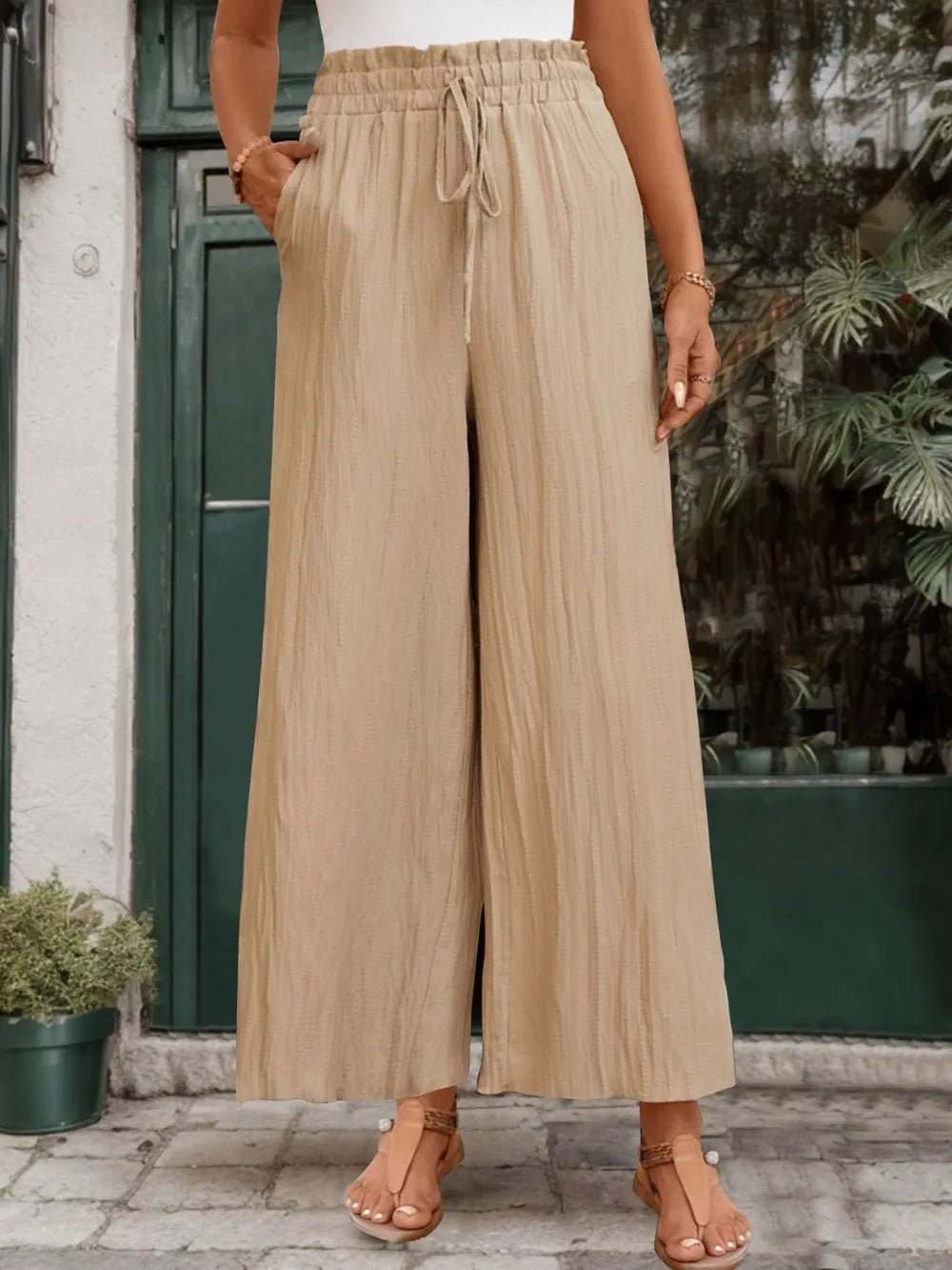 Perfee Frill Wide Leg Pants - Lookzlike