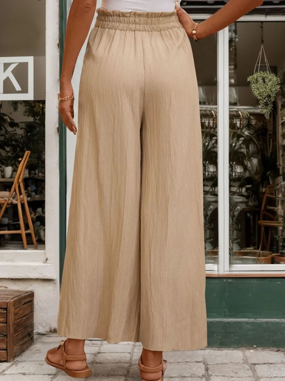 Perfee Frill Wide Leg Pants - Lookzlike
