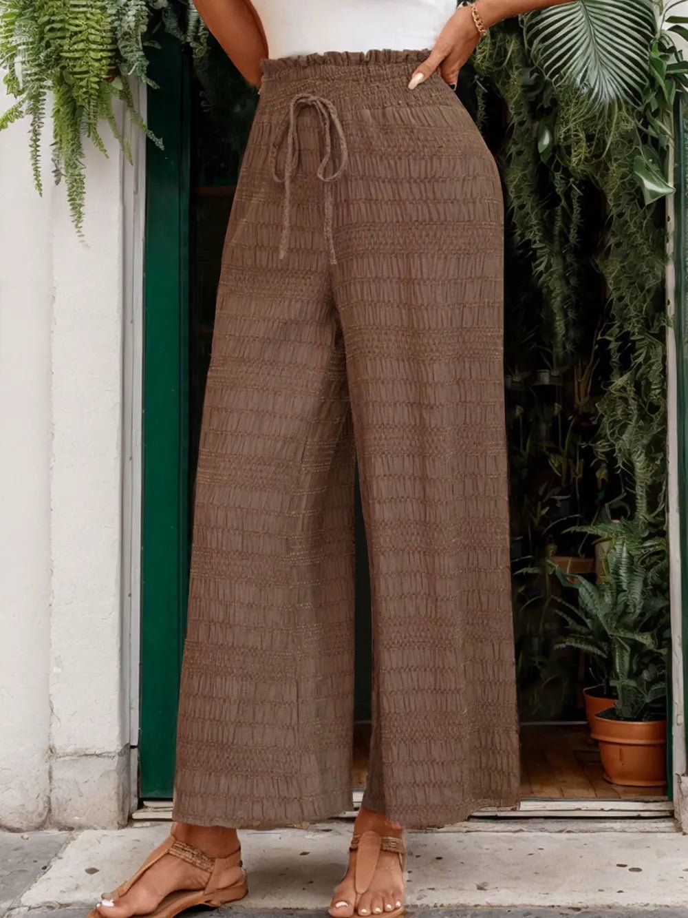 Perfee Tied Wide Leg Pants - Lookzlike