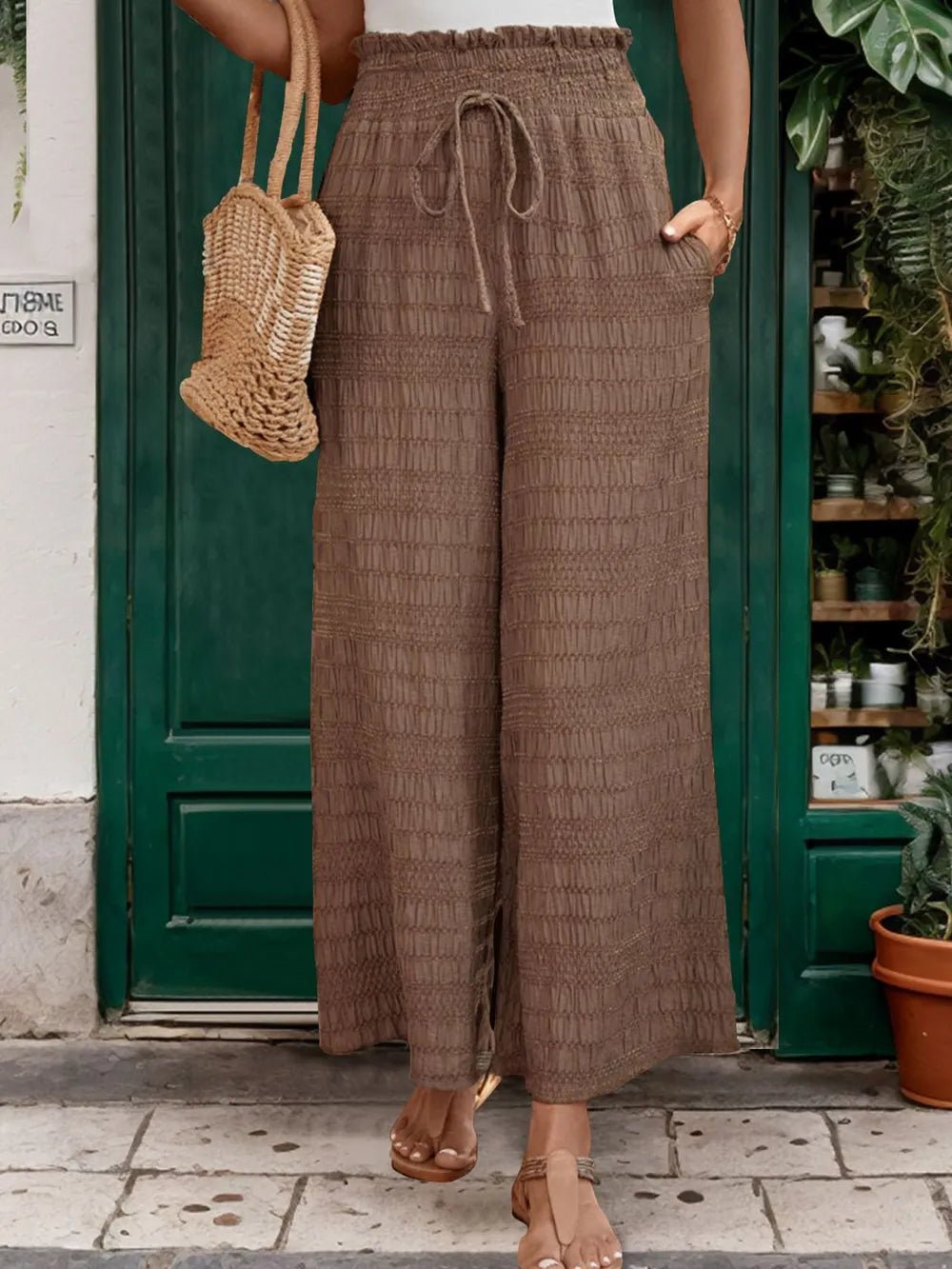 Perfee Tied Wide Leg Pants - Lookzlike