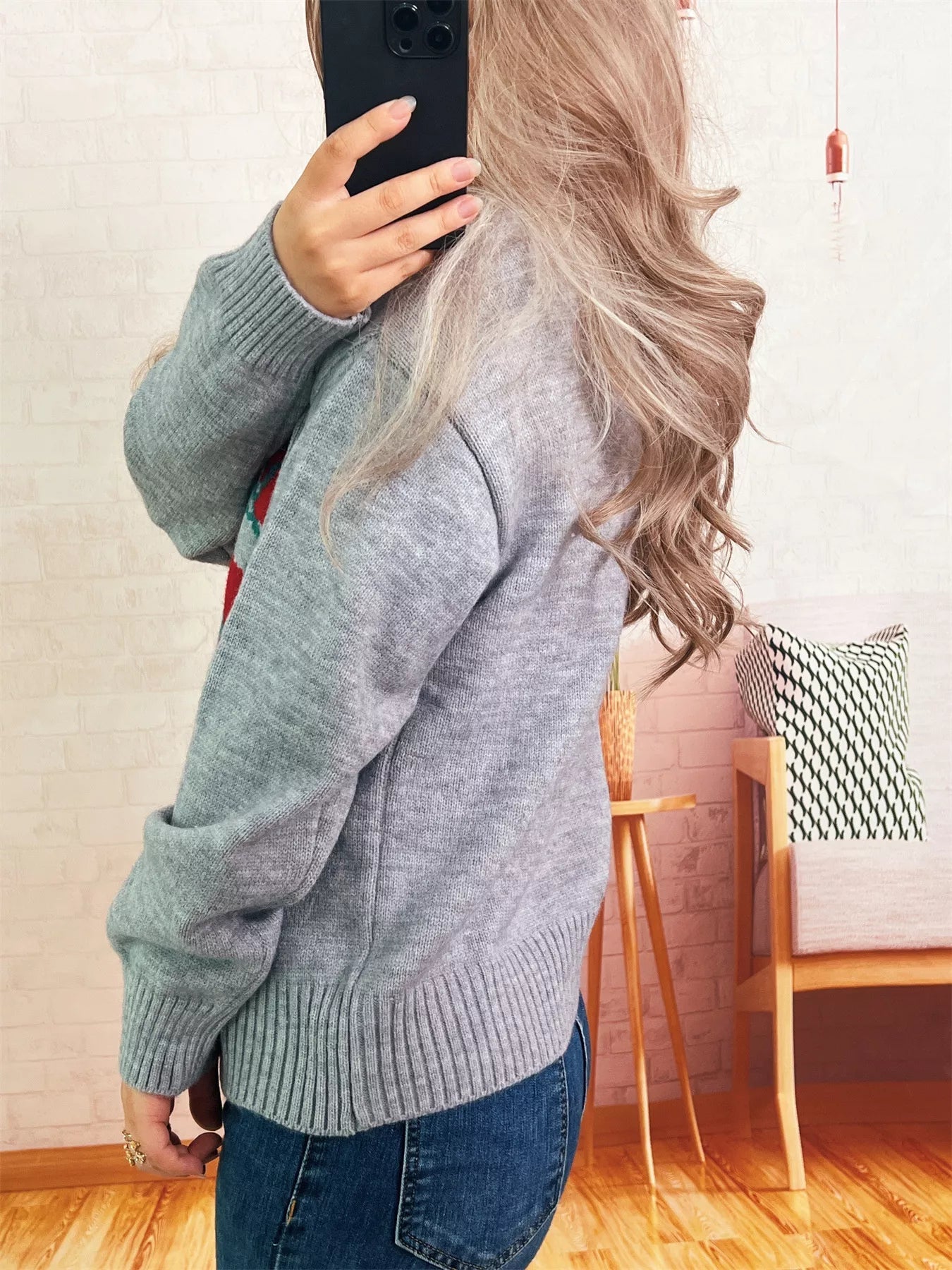 Persimmon Round Neck Long Sleeve Sweater designed for comfort and style at Lookzlike