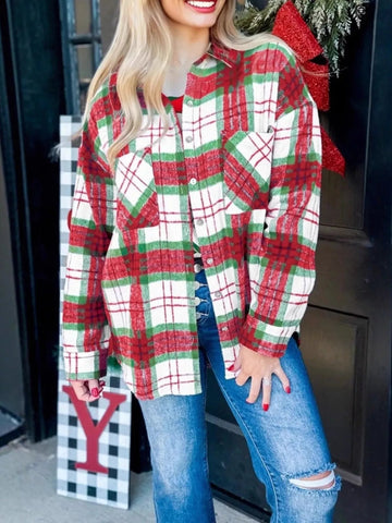 Plaid Button - Down Long Sleeve Shacket designed for comfort and style at Lookzlike