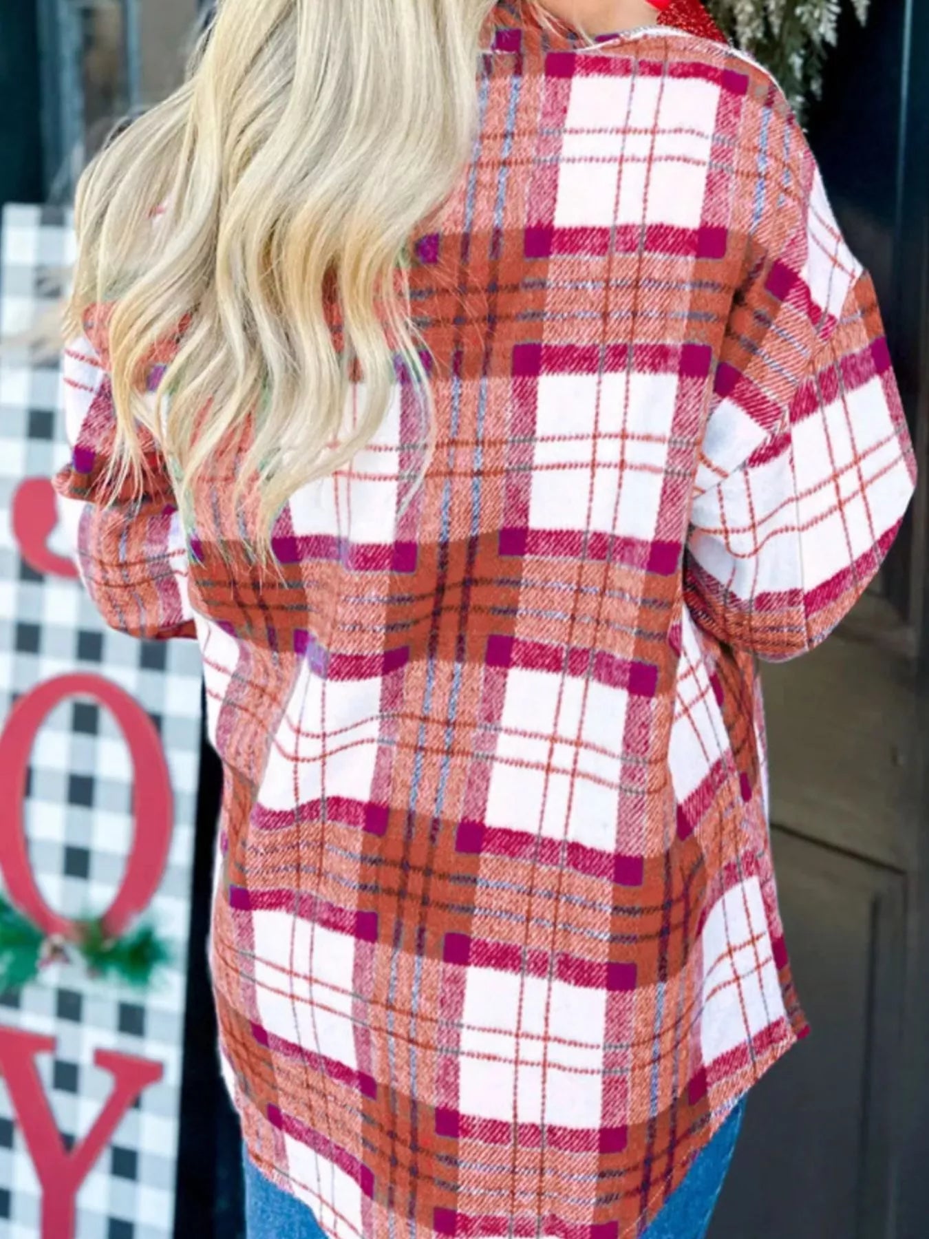 Plaid Button - Down Long Sleeve Shacket designed for comfort and style at Lookzlike