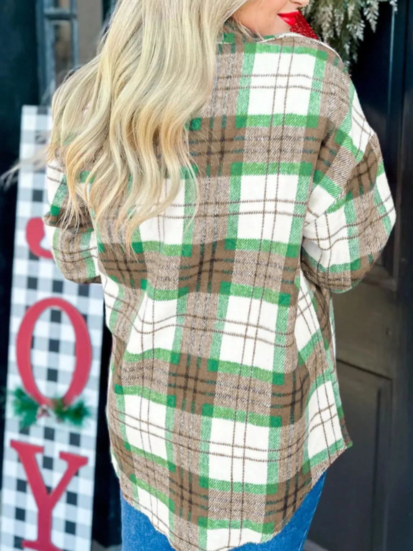 Plaid Button - Down Long Sleeve Shacket designed for comfort and style at Lookzlike