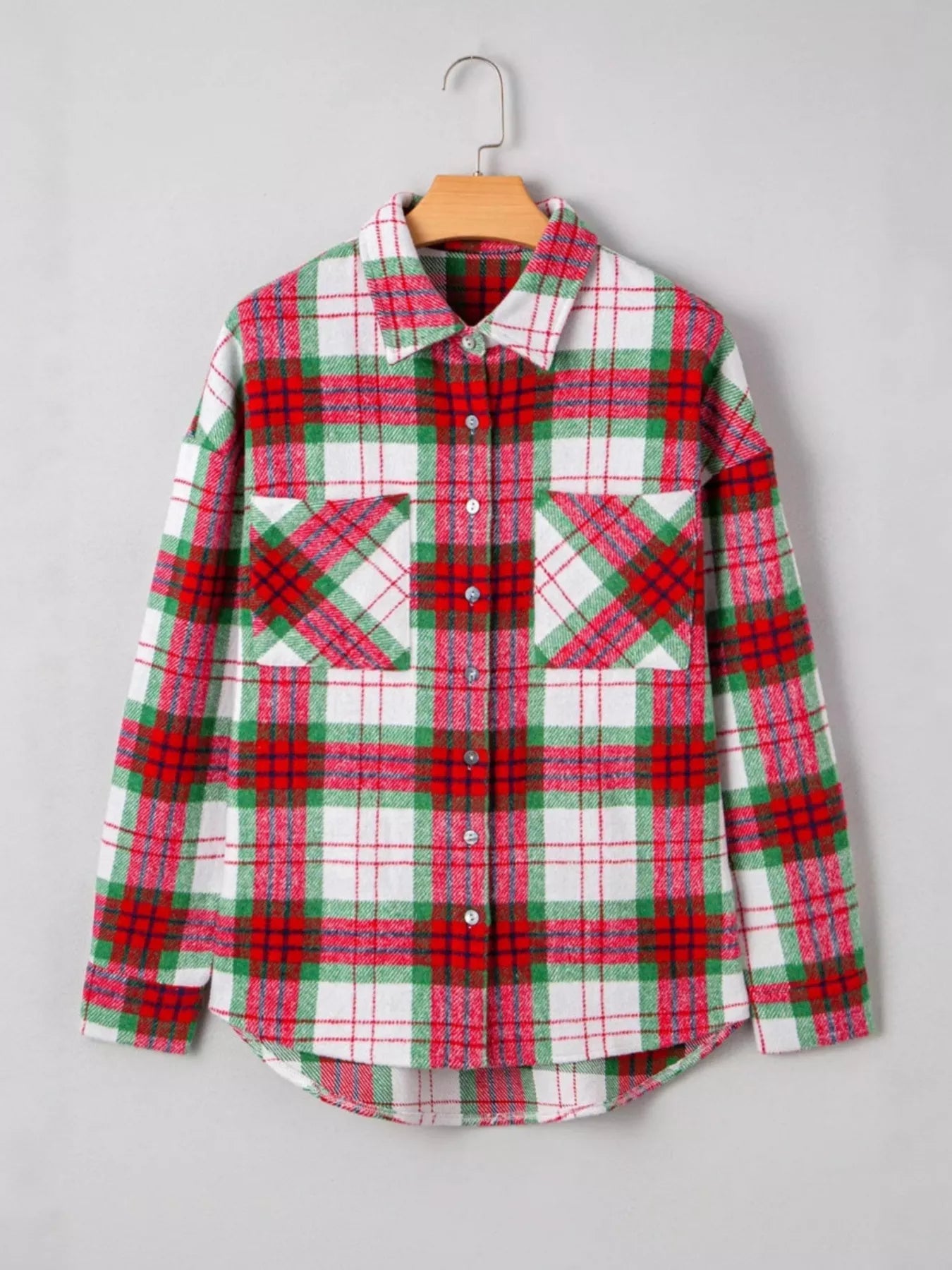 Plaid Button - Down Long Sleeve Shacket designed for comfort and style at Lookzlike