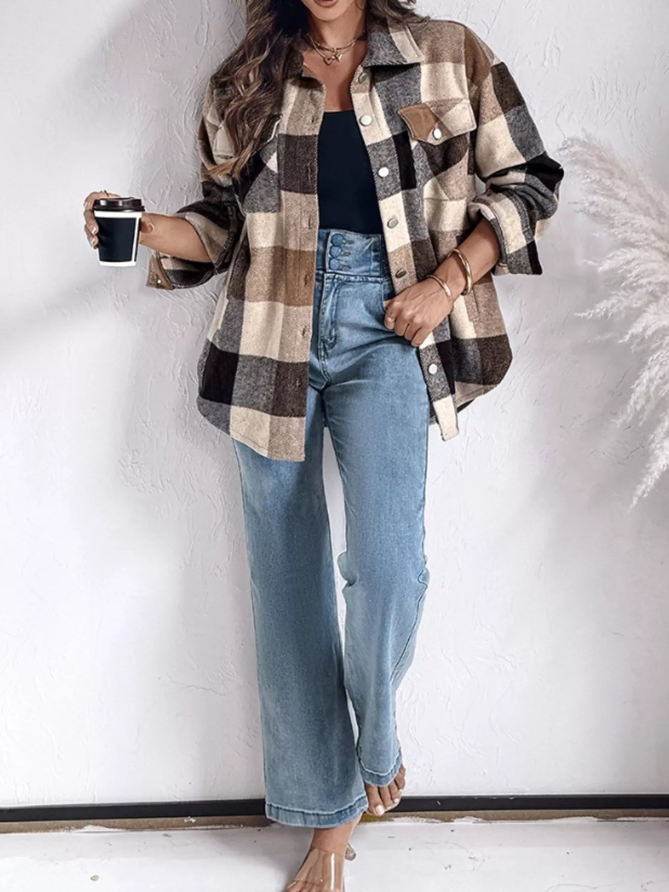 Plaid Button - Up Long Sleeve Shirt designed for comfort and style at Lookzlike