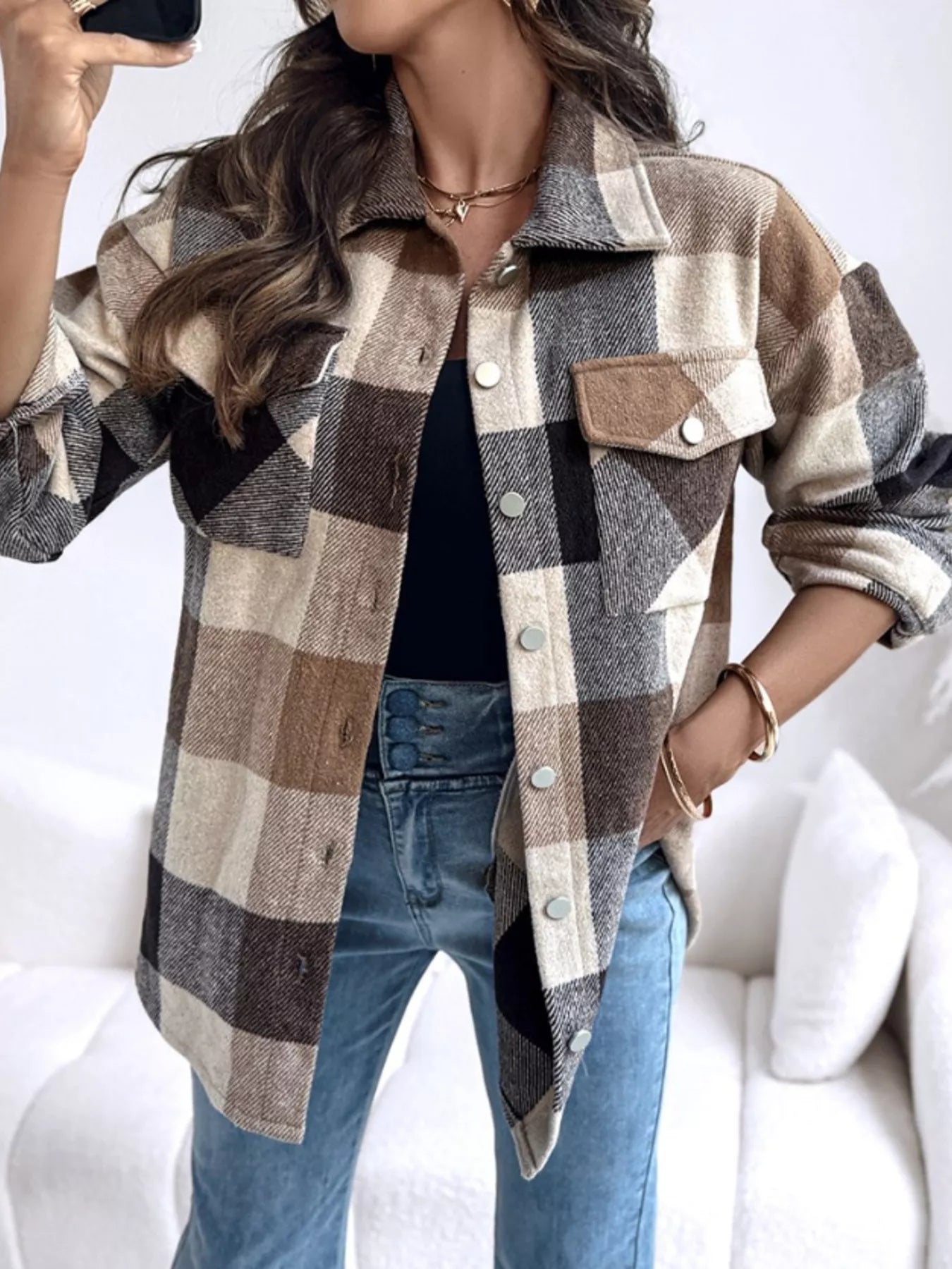Plaid Button - Up Long Sleeve Shirt designed for comfort and style at Lookzlike