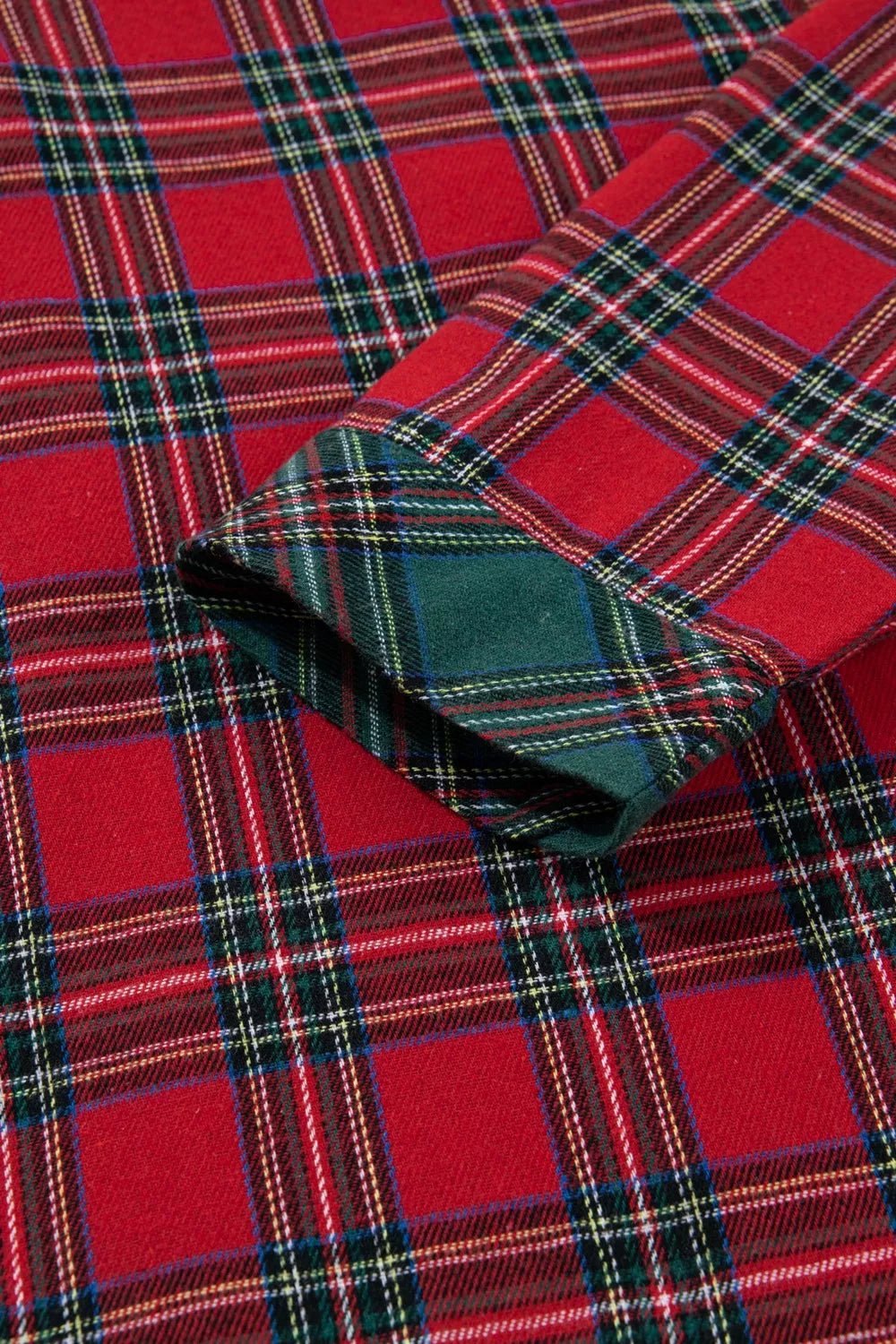 Plaid Contrast Patched Christmas Holiday Long Sleeve Shirt and Short 2pcs Pajama Set designed for comfort and style at Lookzlike