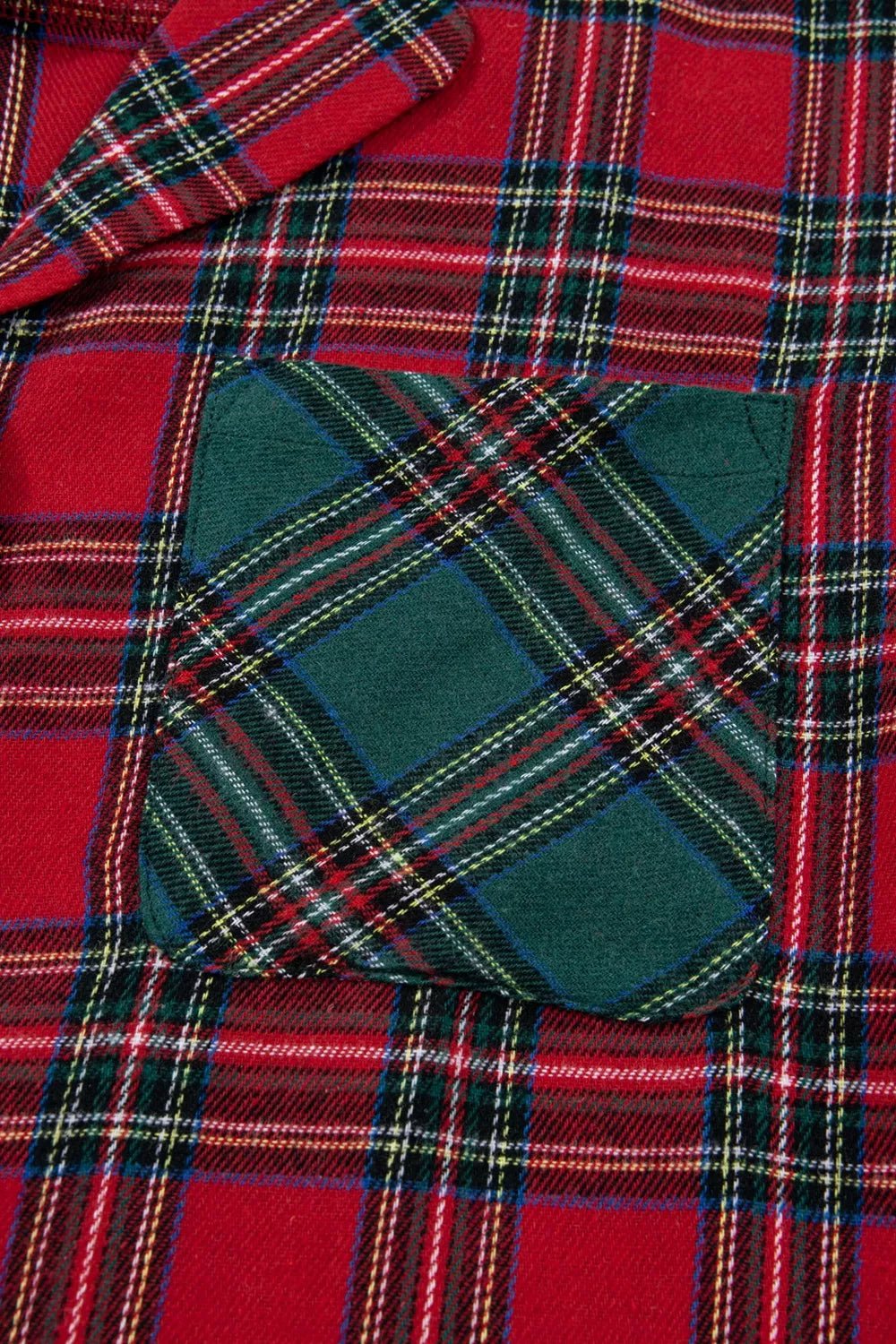 Plaid Contrast Patched Christmas Holiday Long Sleeve Shirt and Short 2pcs Pajama Set designed for comfort and style at Lookzlike