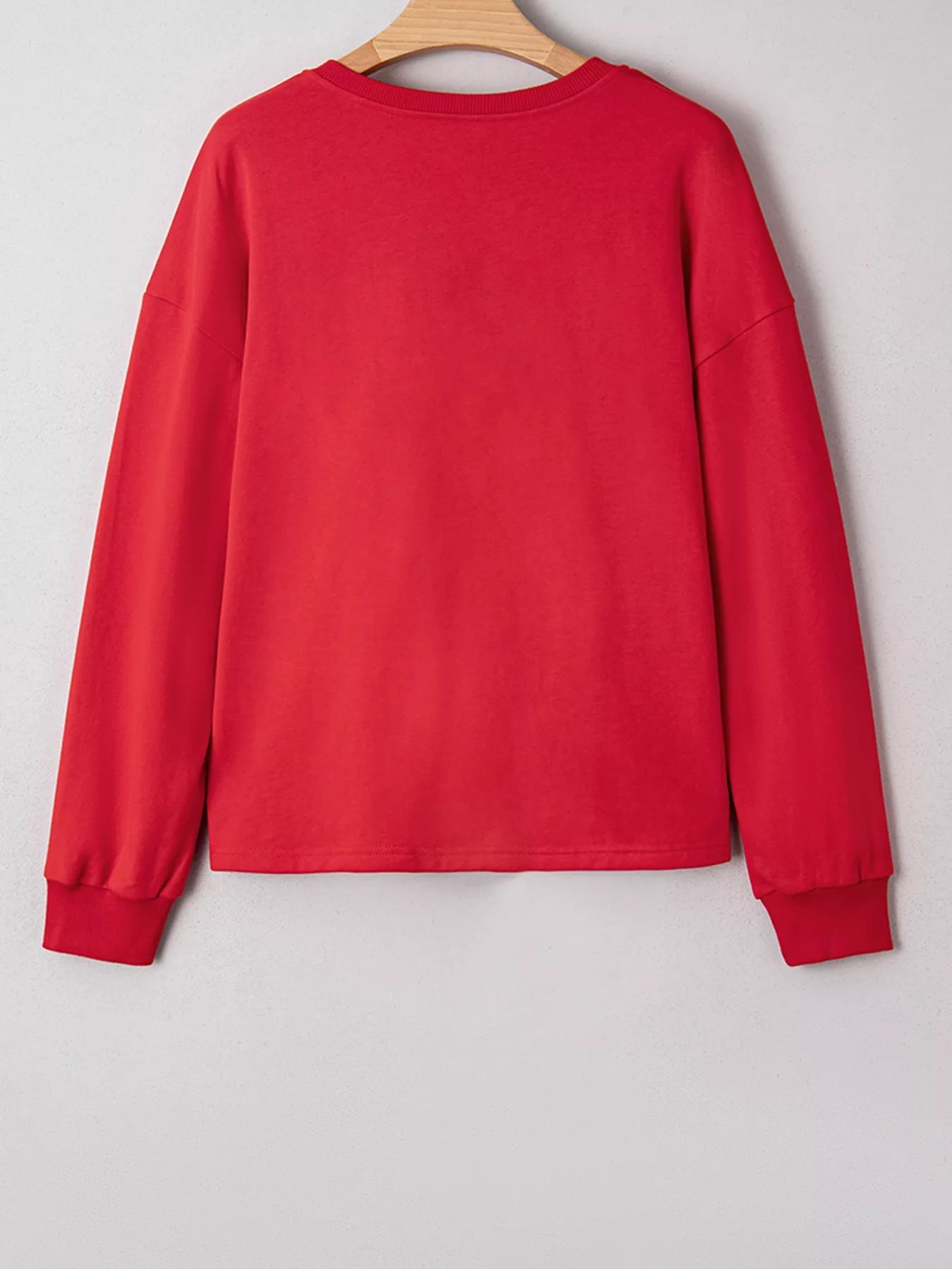 Plaid Frayed Double Christmas Tree Patched Drop Shoulder Sweatshirt designed for comfort and style at Lookzlike