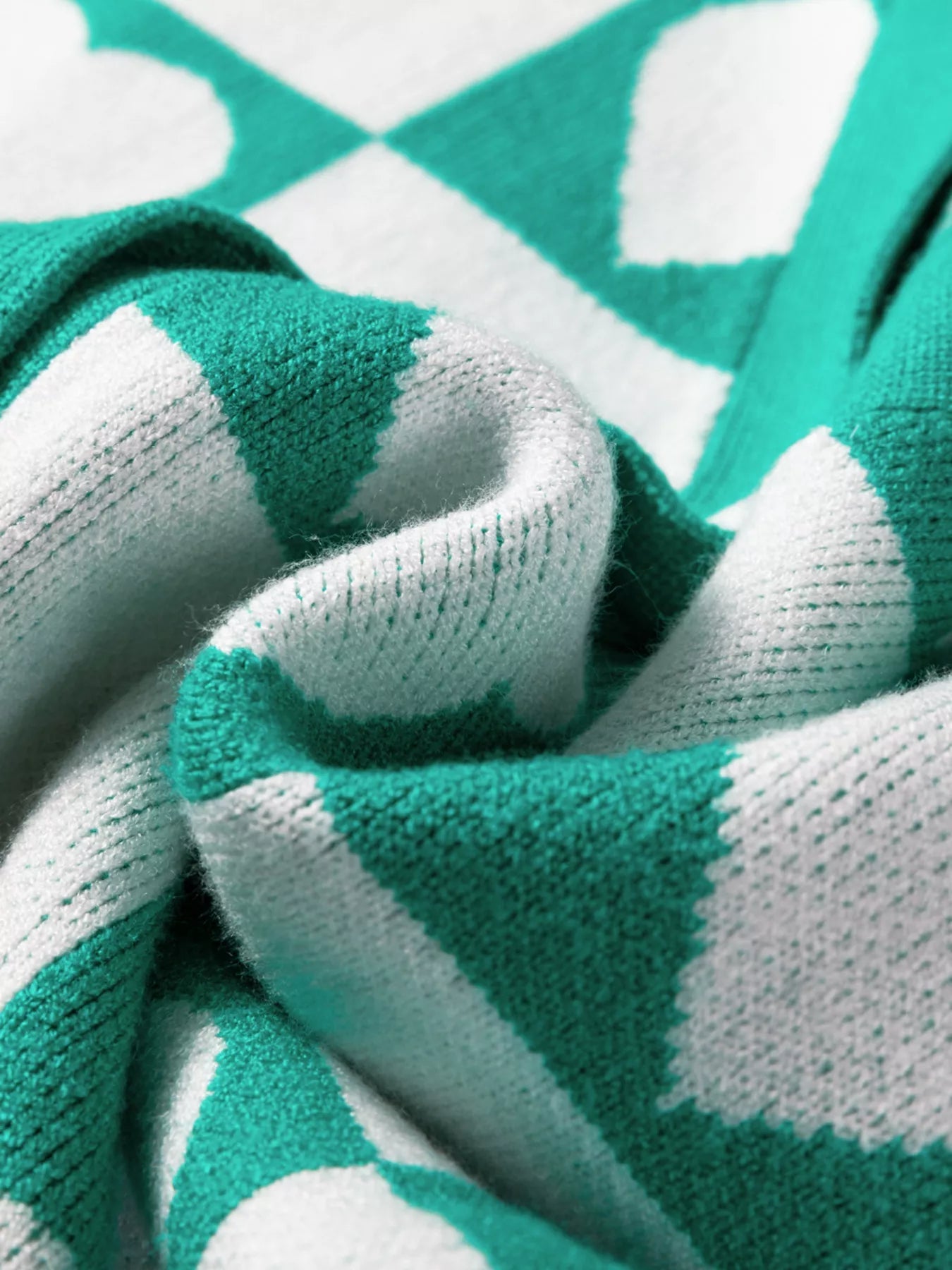 Plaid Heart Knit V Neck Button Down Sweater Cardigan designed for comfort and style at Lookzlike