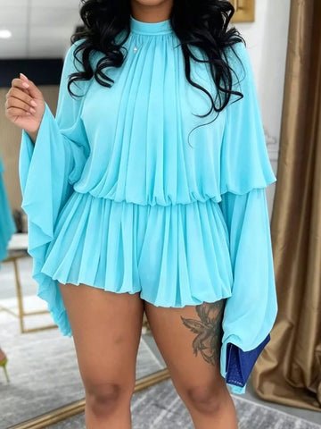 Pleated Long Sleeve Top and Skirt Set designed for comfort and style at Lookzlike
