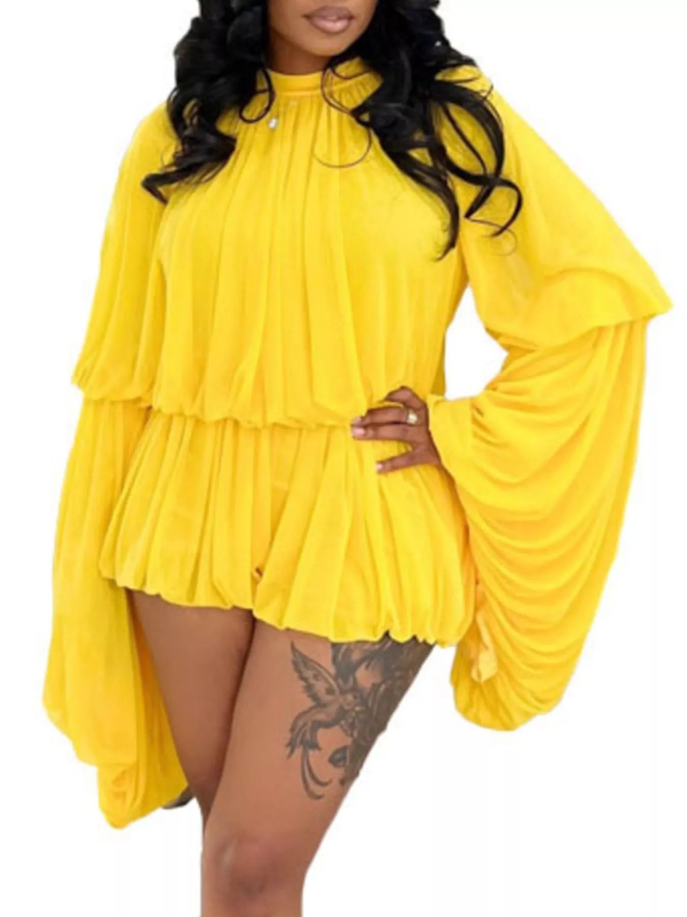 Pleated Long Sleeve Top and Skirt Set designed for comfort and style at Lookzlike