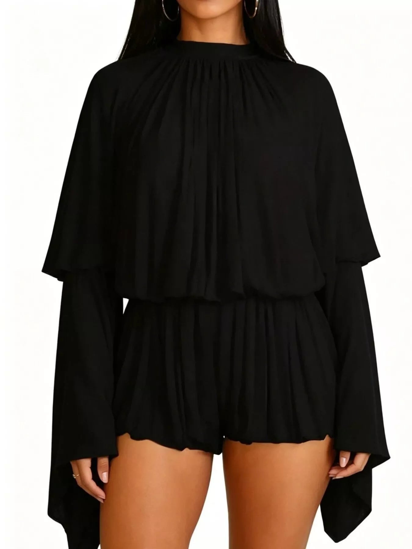 Pleated Long Sleeve Top and Skirt Set designed for comfort and style at Lookzlike