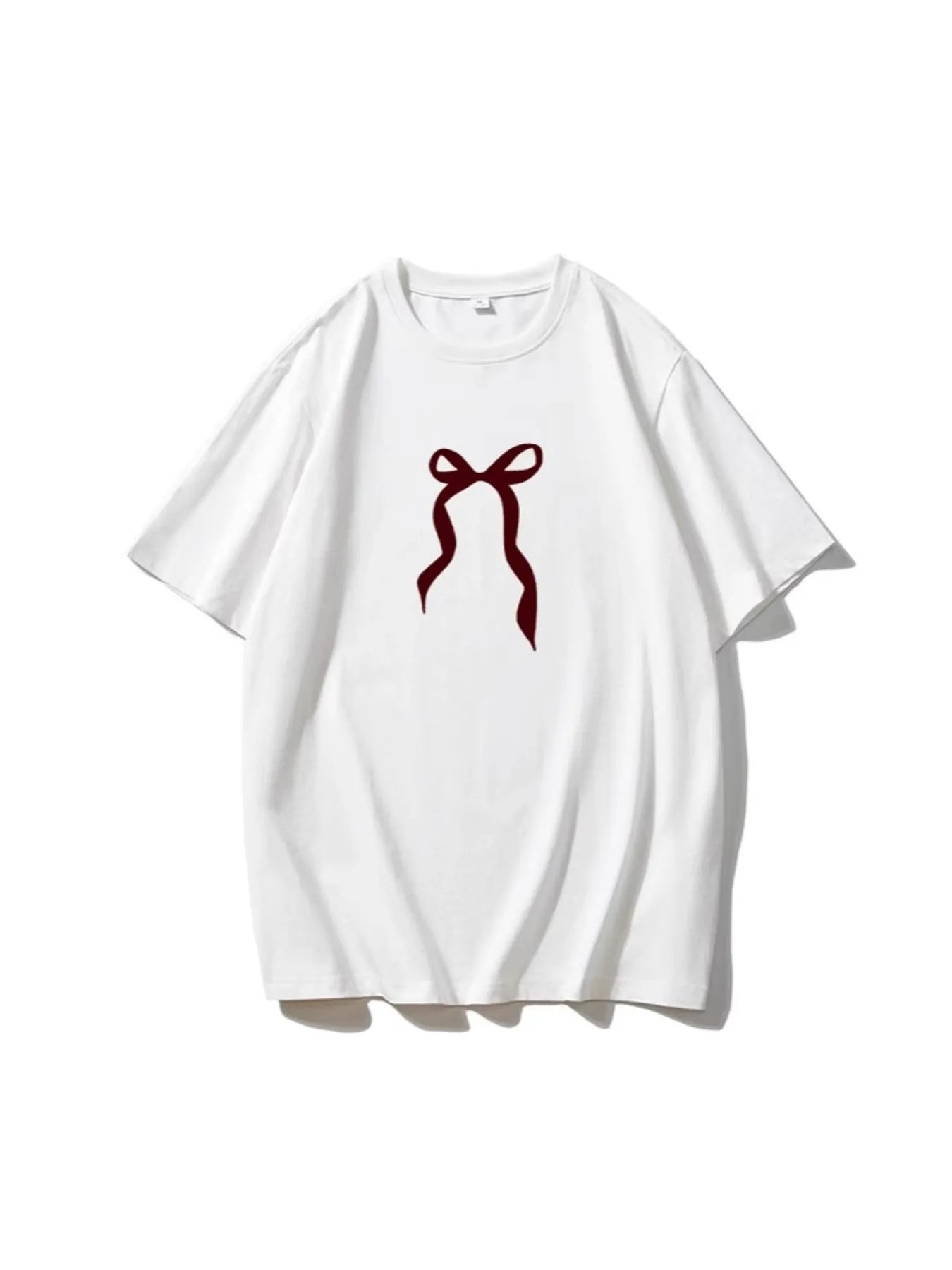 Plus Size Bow Round Neck Short Sleeve T-Shirt - Lookzlike