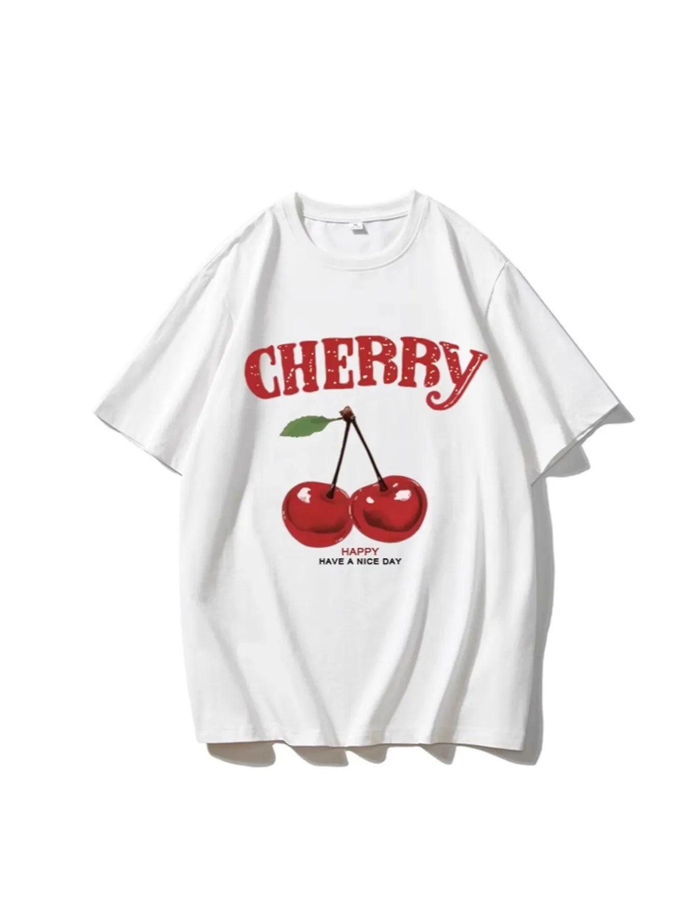 Plus Size Cherry Graphic Round Neck Short Sleeve T-Shirt - Lookzlike