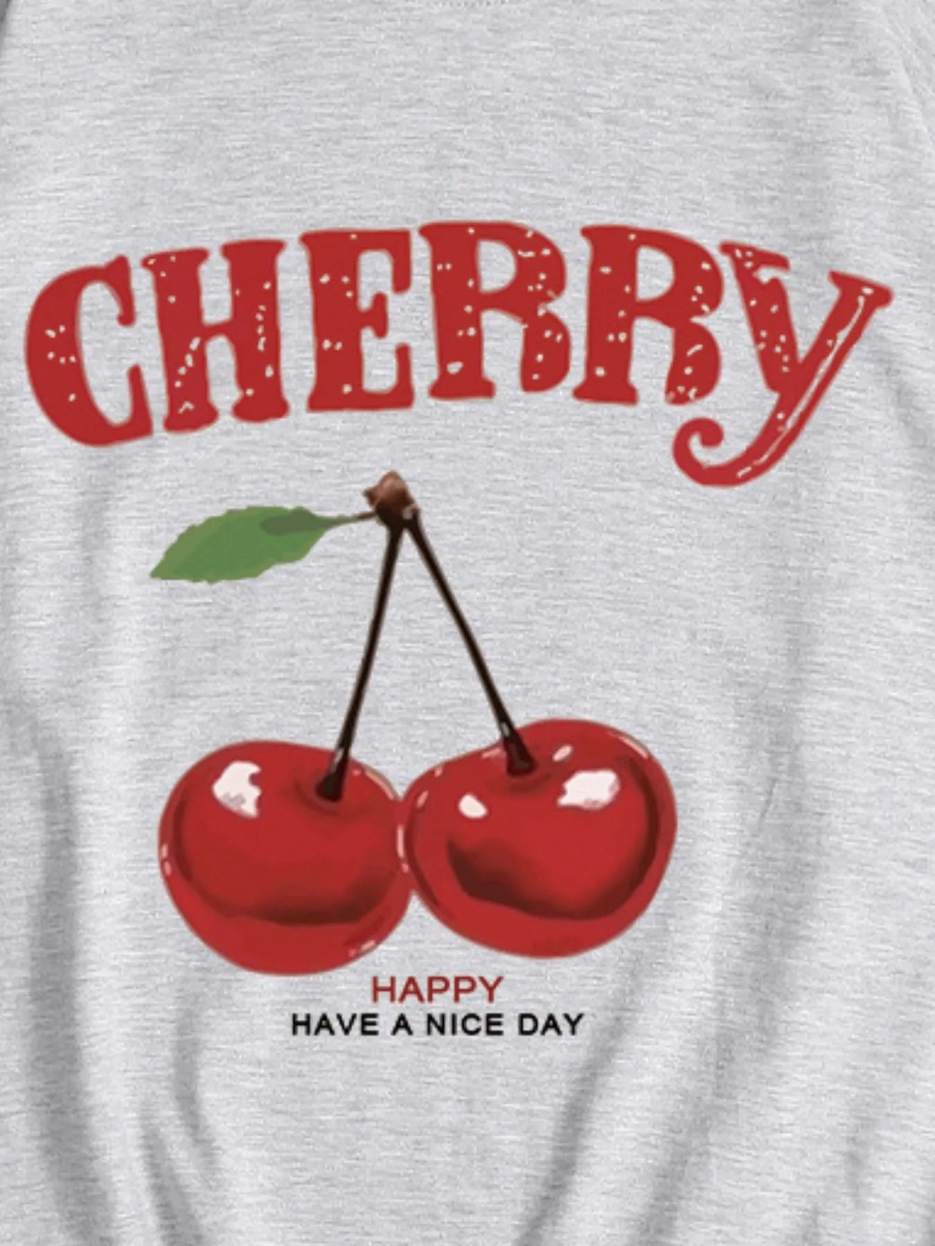 Plus Size Cherry Graphic Round Neck Short Sleeve T-Shirt - Lookzlike