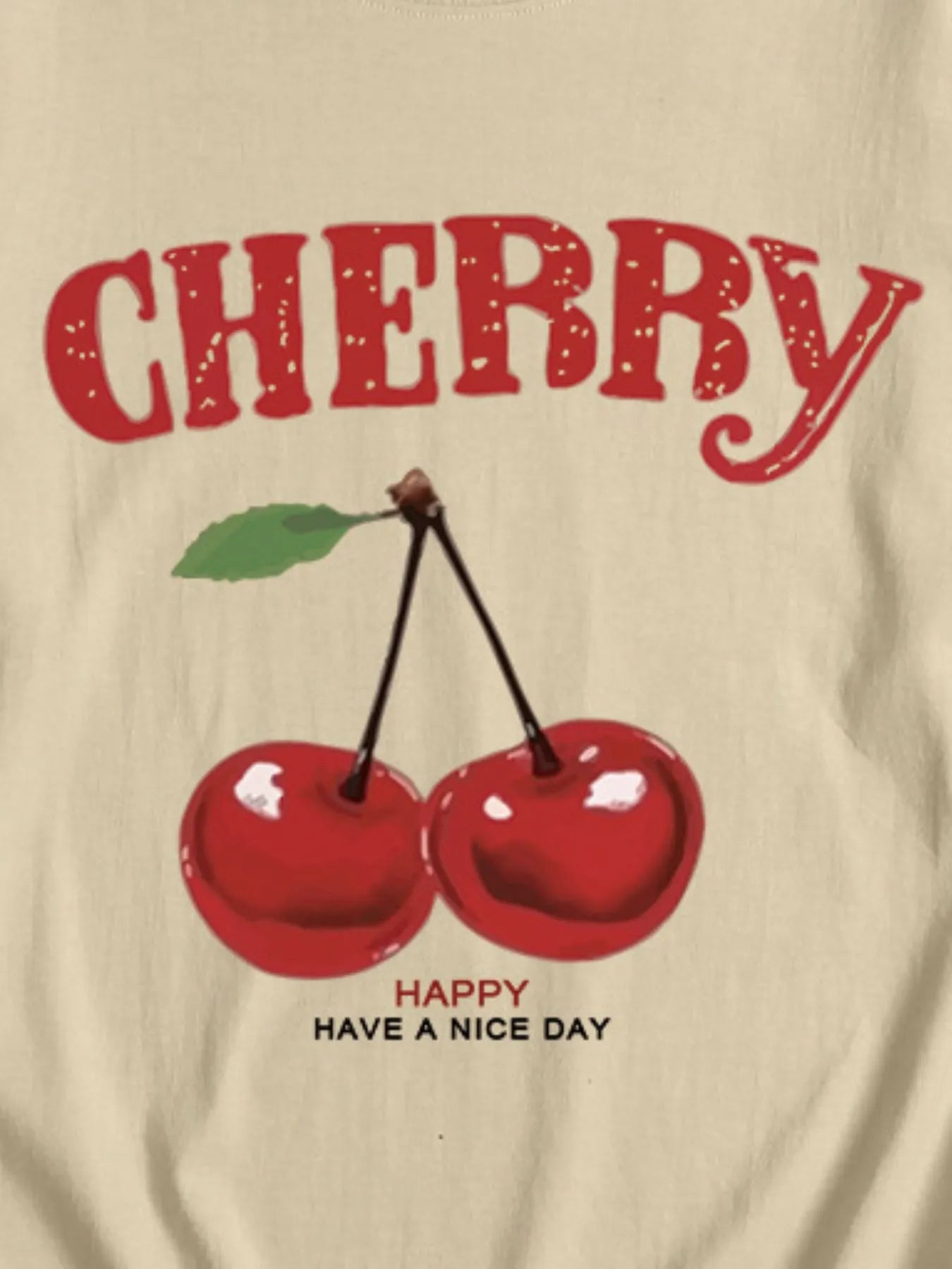 Plus Size Cherry Graphic Round Neck Short Sleeve T-Shirt - Lookzlike