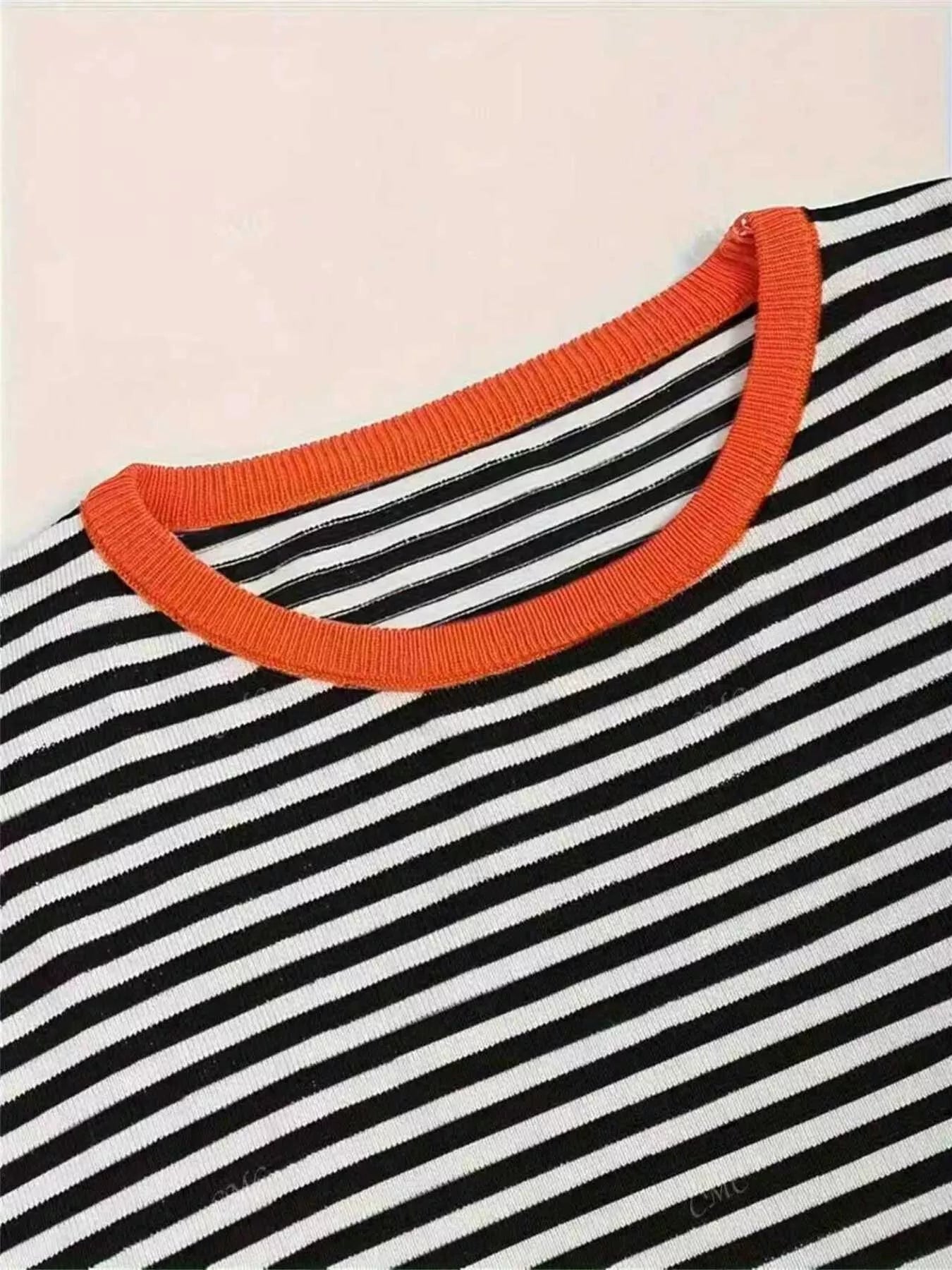 Plus Size Contrast Striped Long Sleeve Sweater designed for comfort and style at Lookzlike