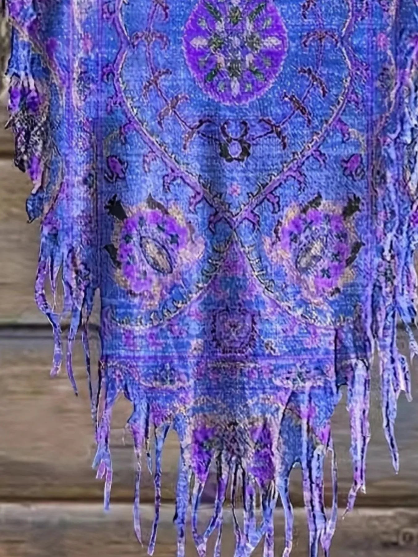 Plus Size Fringe Round Neck Cover Up - Lookzlike