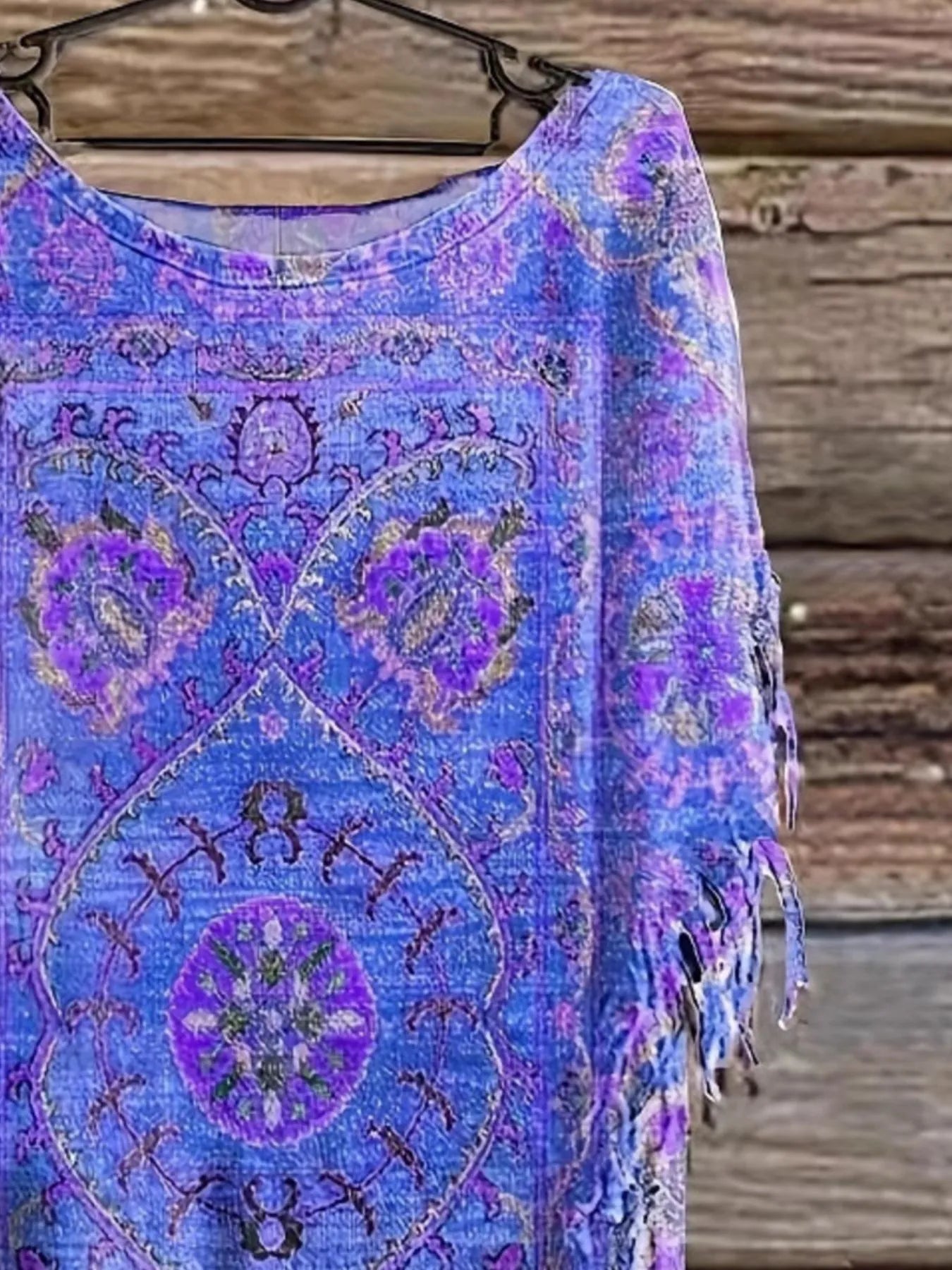 Plus Size Fringe Round Neck Cover Up - Lookzlike