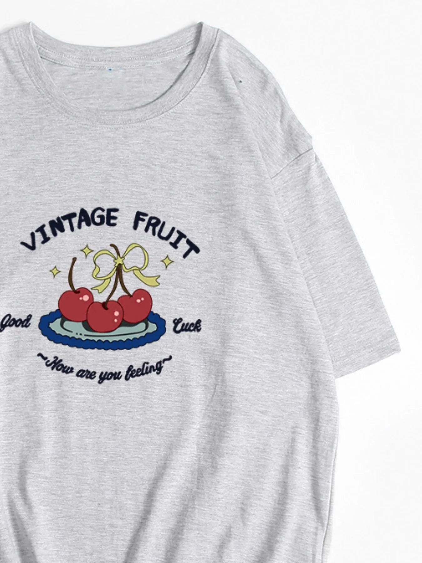Plus Size Fruit Graphic Round Neck T-Shirt - Lookzlike
