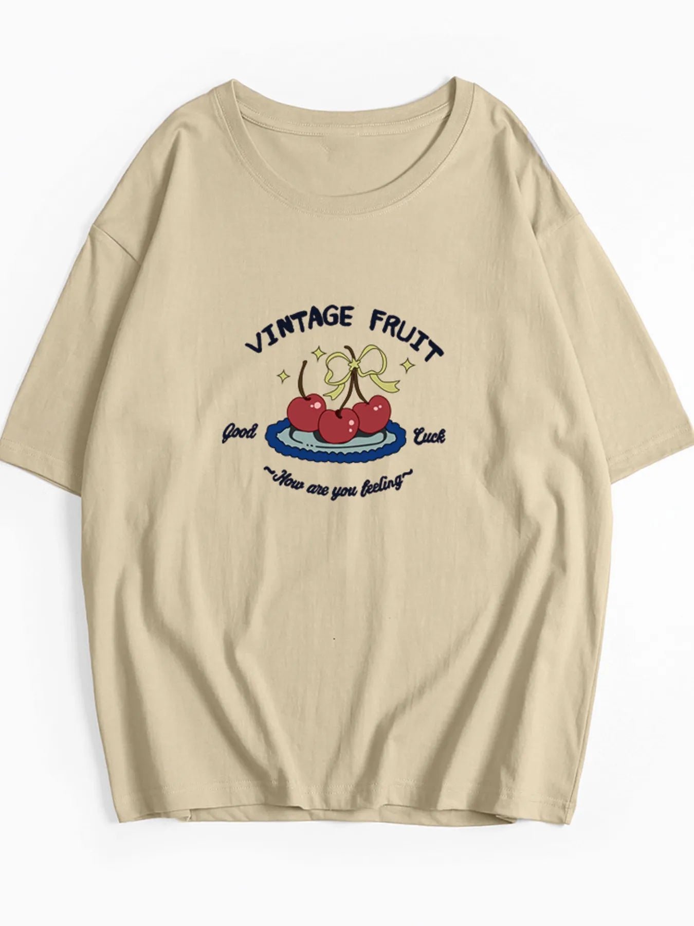 Plus Size Fruit Graphic Round Neck T-Shirt - Lookzlike