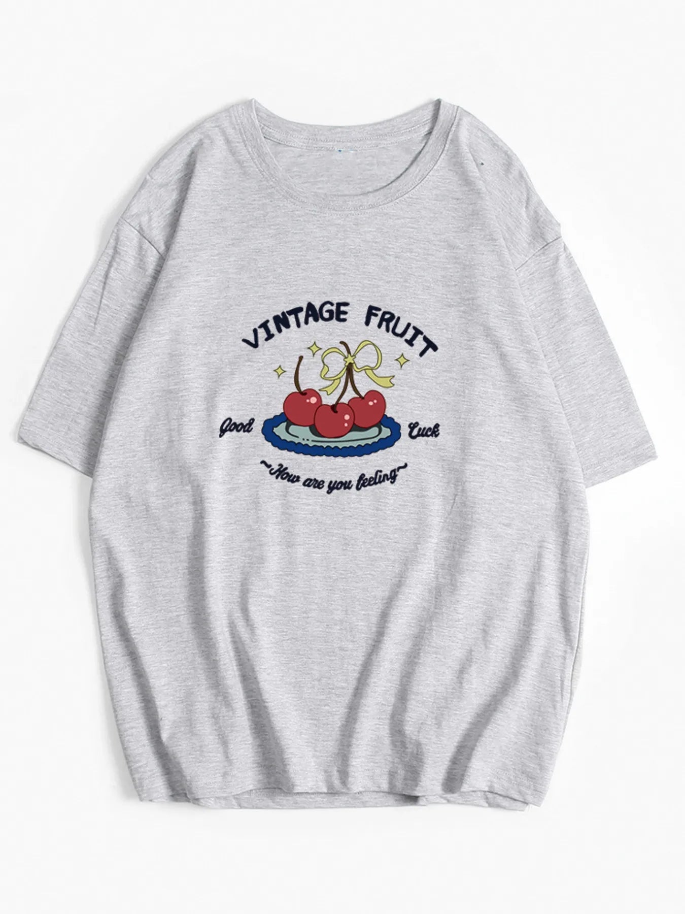 Plus Size Fruit Graphic Round Neck T-Shirt - Lookzlike