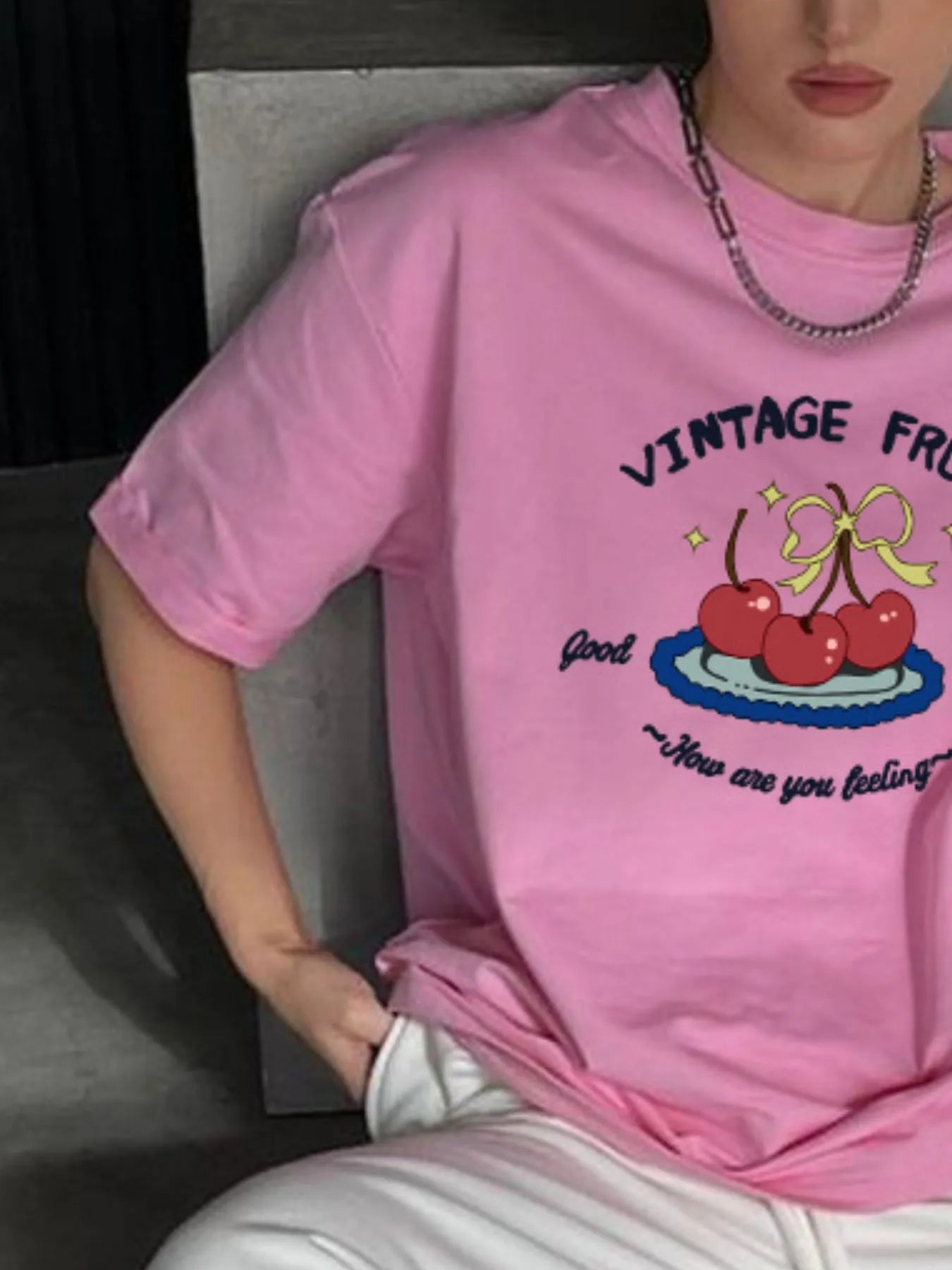 Plus Size Fruit Graphic Round Neck T-Shirt - Lookzlike
