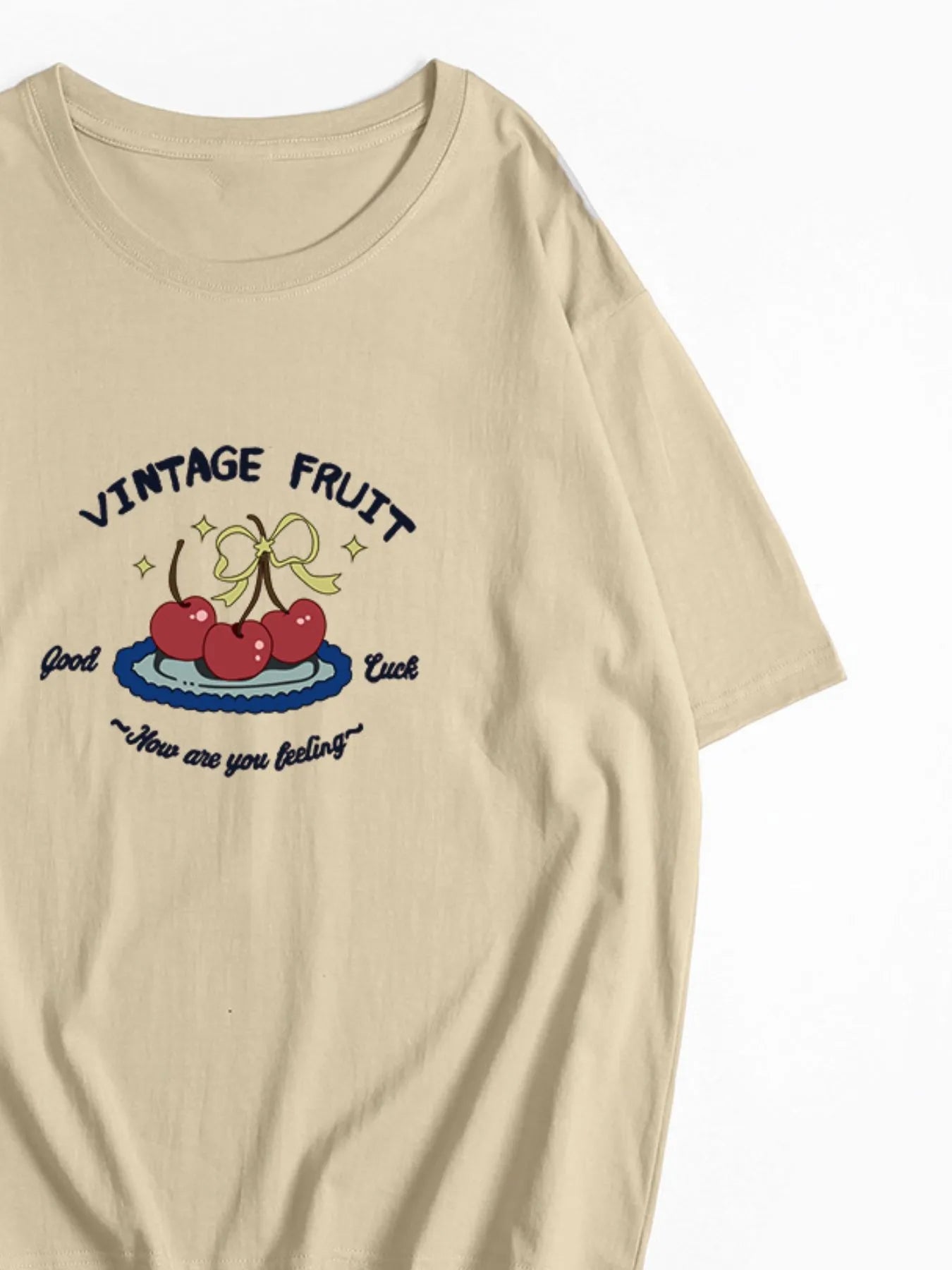 Plus Size Fruit Graphic Round Neck T-Shirt - Lookzlike