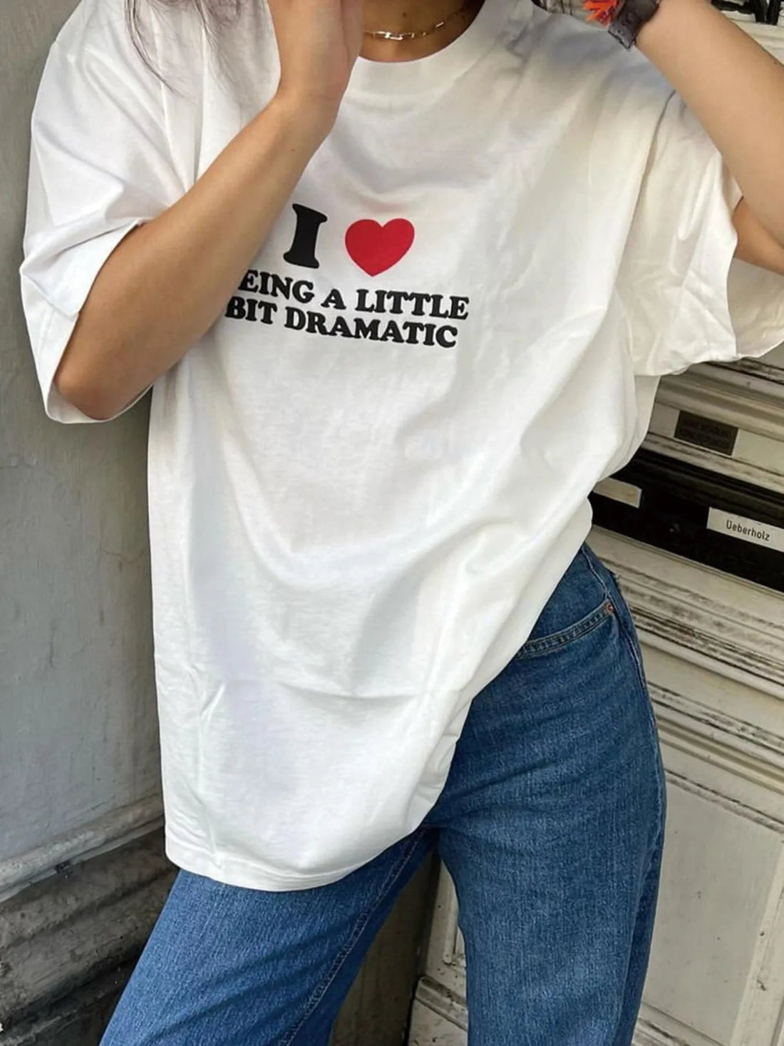 Plus Size Letter Graphic Round Neck Short Sleeve T-Shirt - Lookzlike