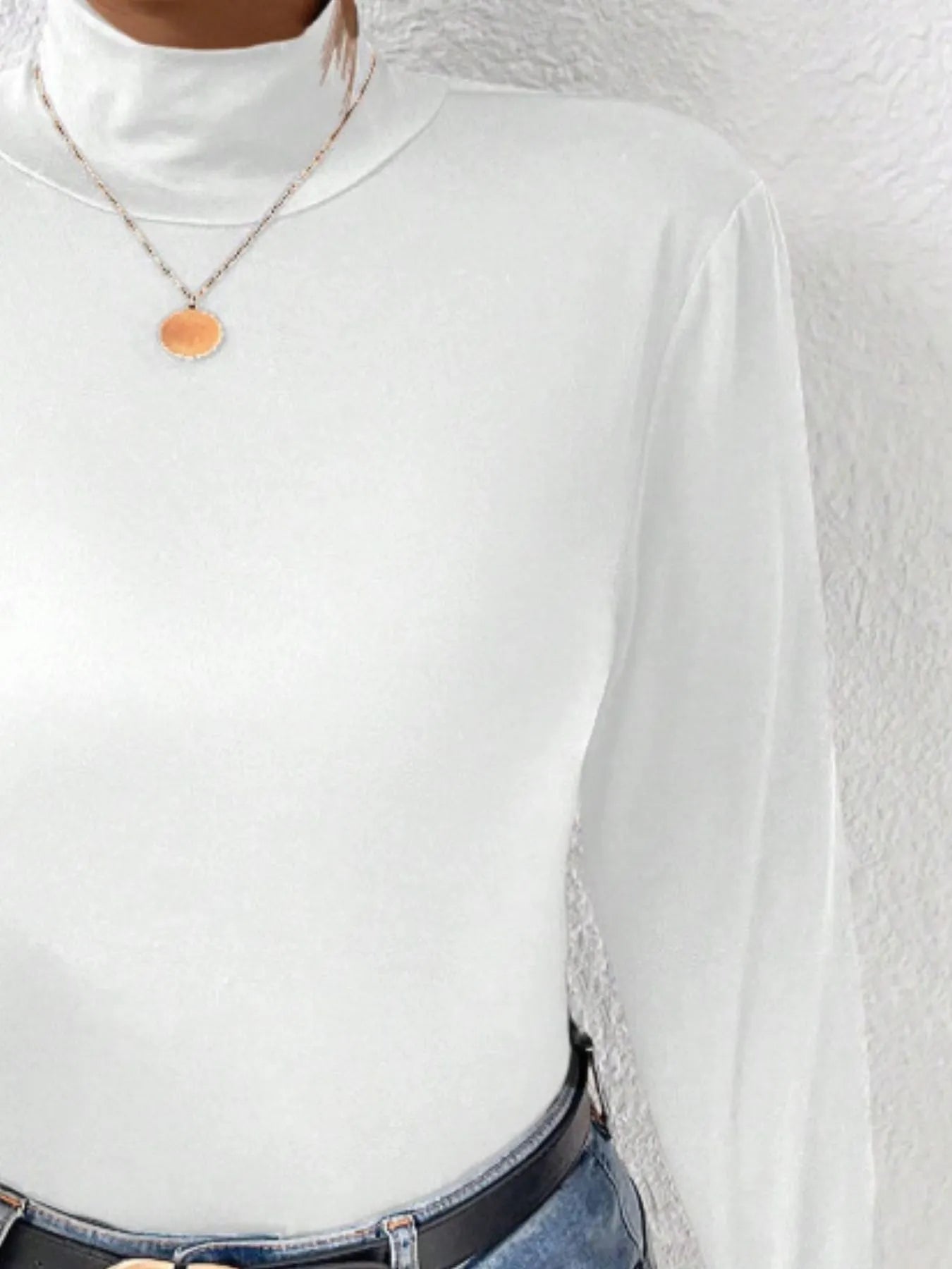 Plus Size Long Sleeve Fitted Turtleneck T-Shirt - Lookzlike