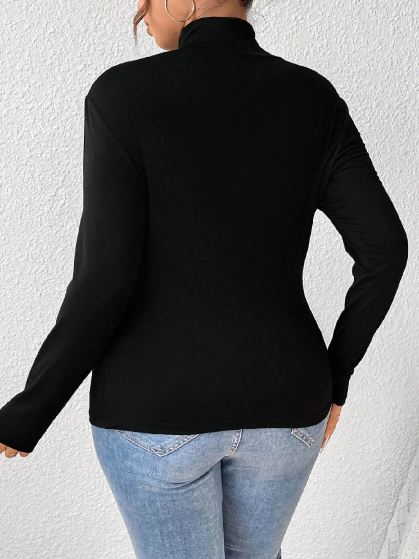 Plus Size Long Sleeve Fitted Turtleneck T-Shirt - Lookzlike