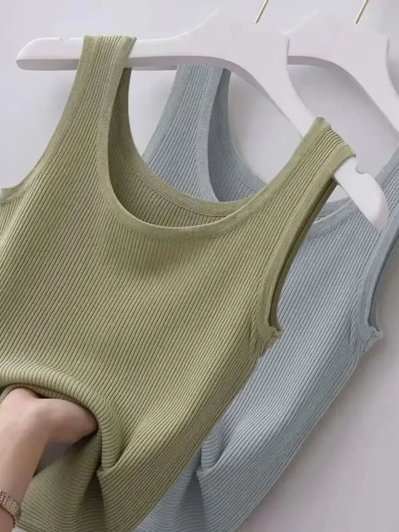 Plus Size Ribbed Knit Scoop Neck Tank Top - Lookzlike