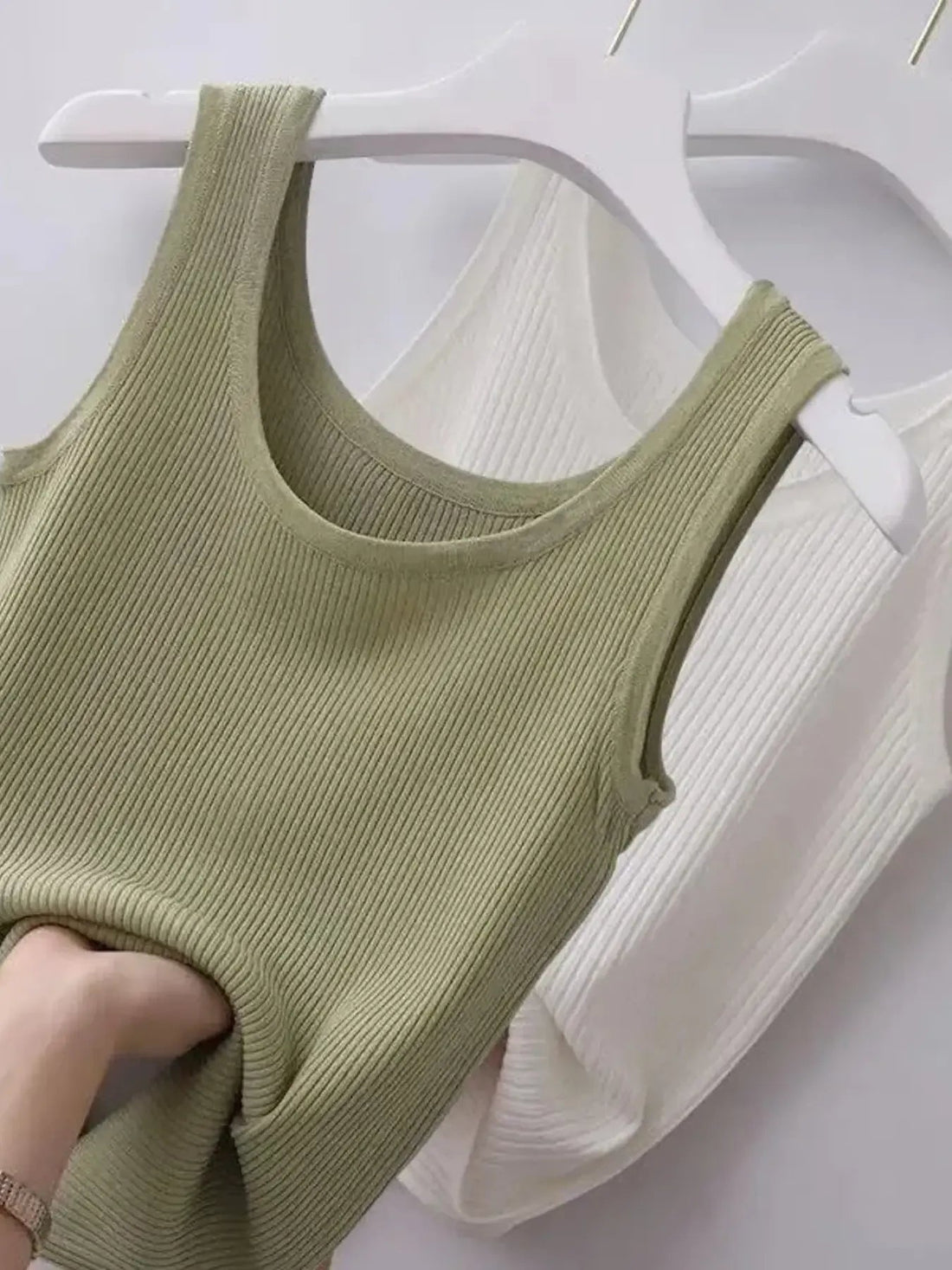Plus Size Ribbed Knit Scoop Neck Tank Top - Lookzlike