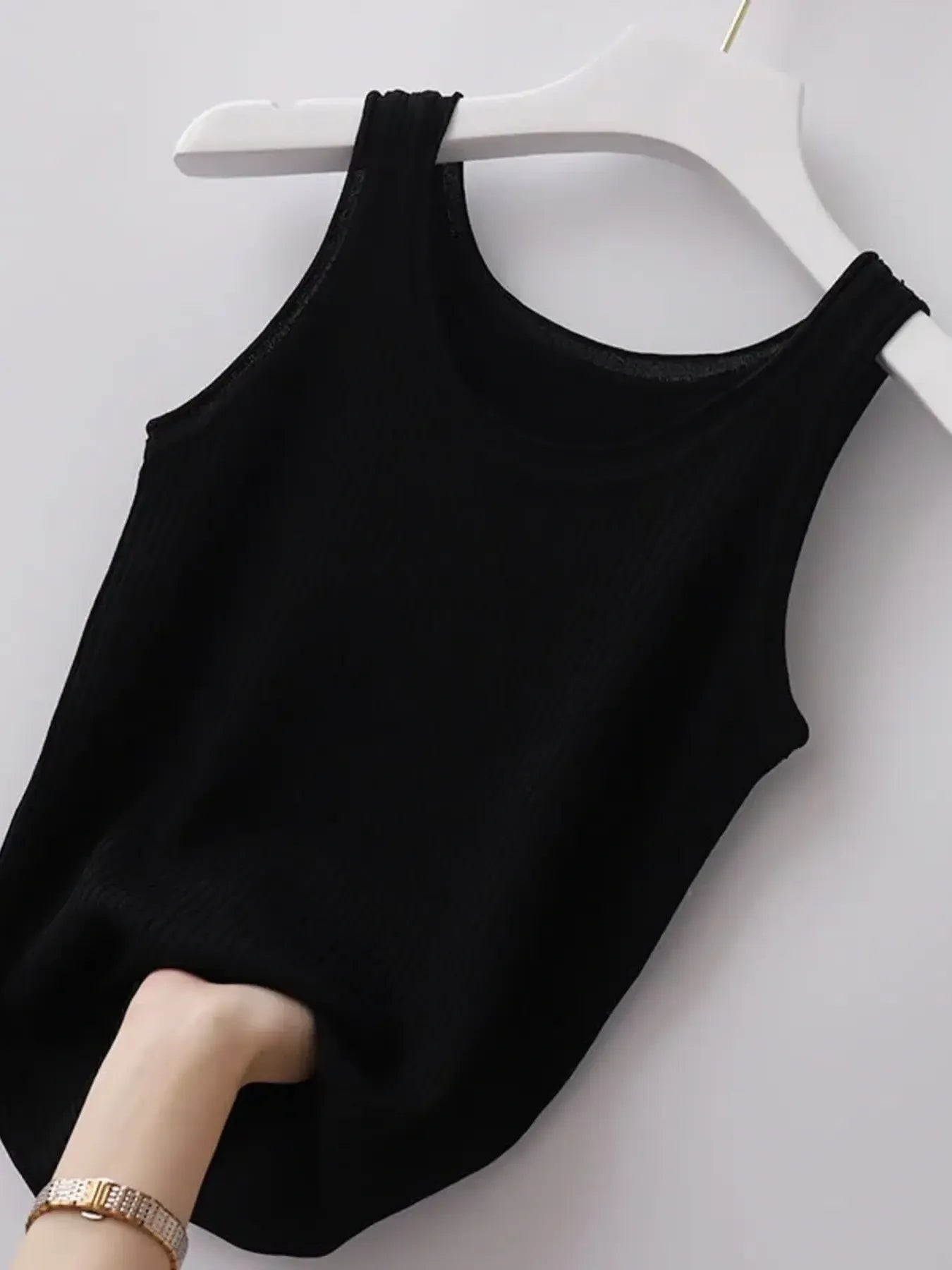 Plus Size Ribbed Knit Scoop Neck Tank Top - Lookzlike
