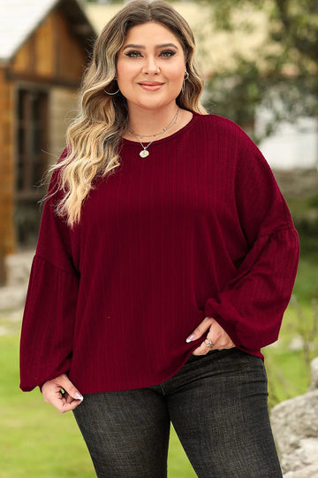 Plus Size Round Neck Dropped Shoulder T-Shirt - Lookzlike