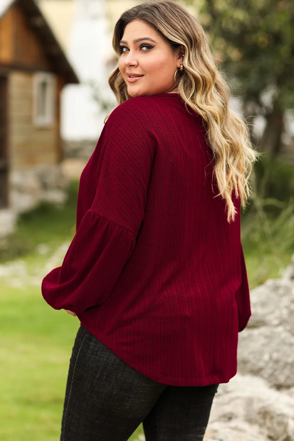 Plus Size Round Neck Dropped Shoulder T-Shirt - Lookzlike
