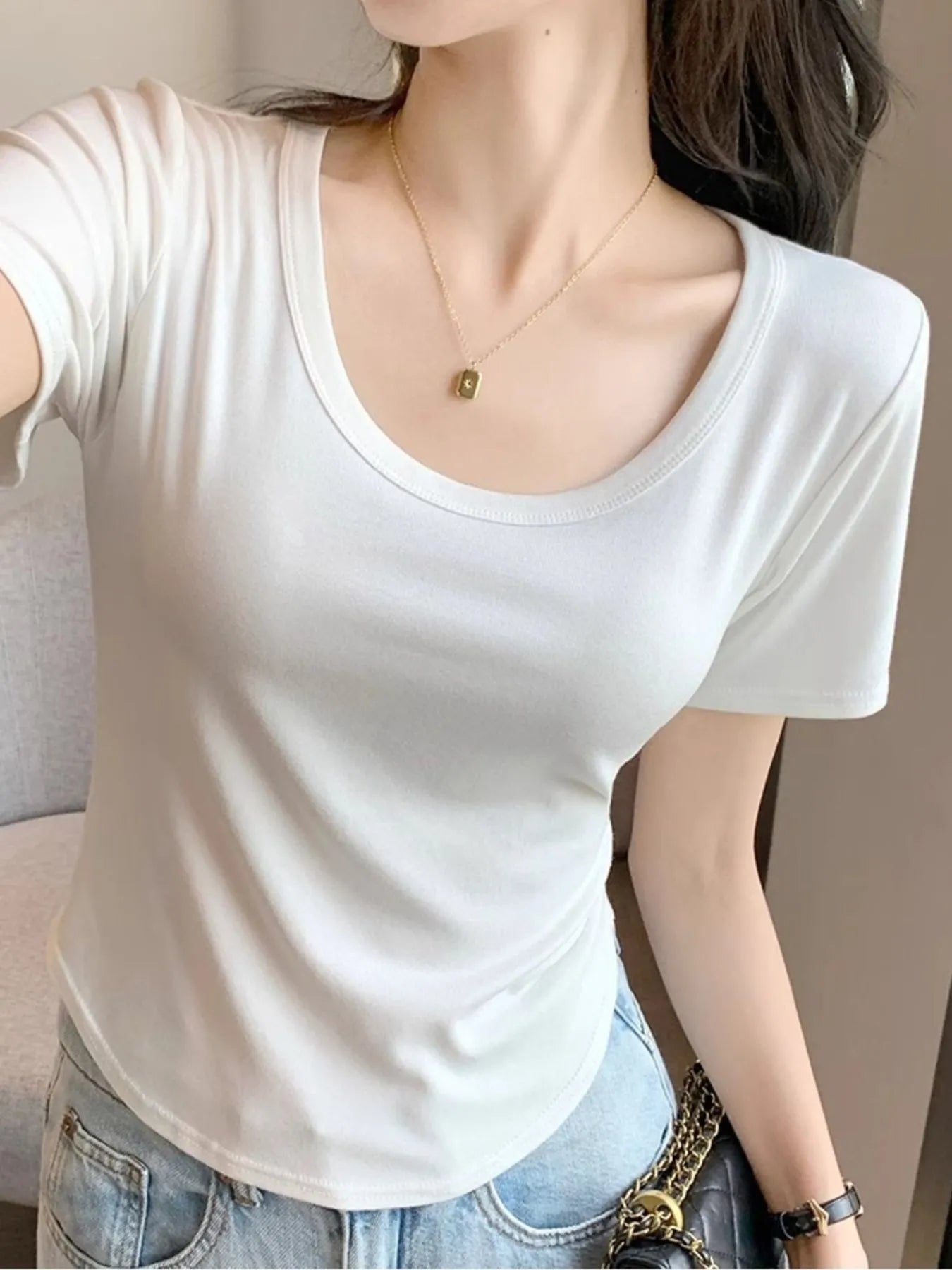 Plus Size Round Neck Short Sleeve T-Shirt - Lookzlike