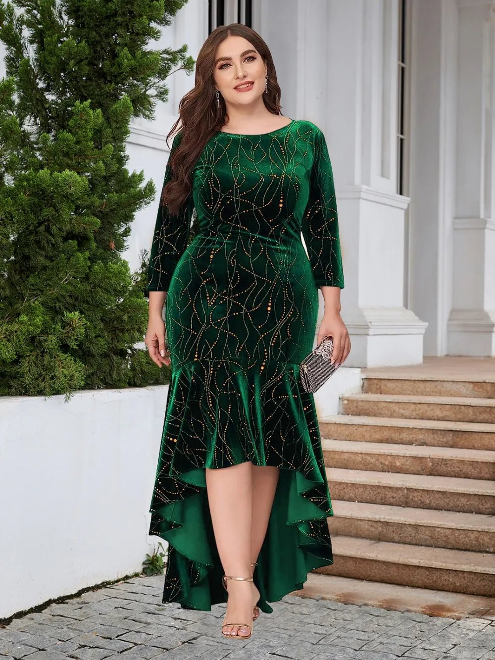 Plus Size Ruffle Hem High-Low Dress - Lookzlike