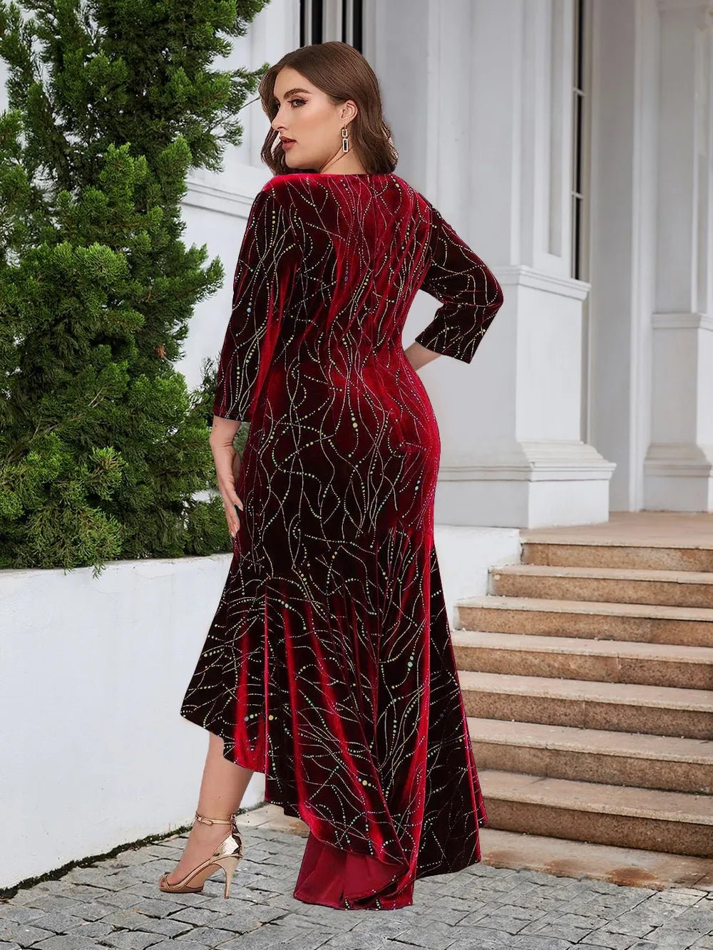 Plus Size Ruffle Hem High-Low Dress - Lookzlike
