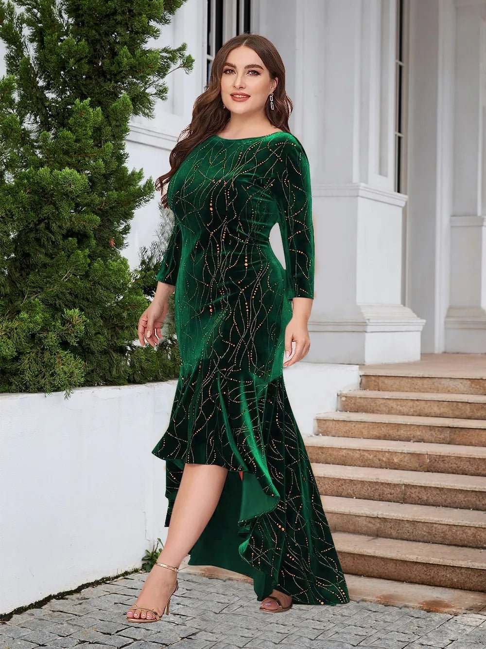Plus Size Ruffle Hem High-Low Dress - Lookzlike