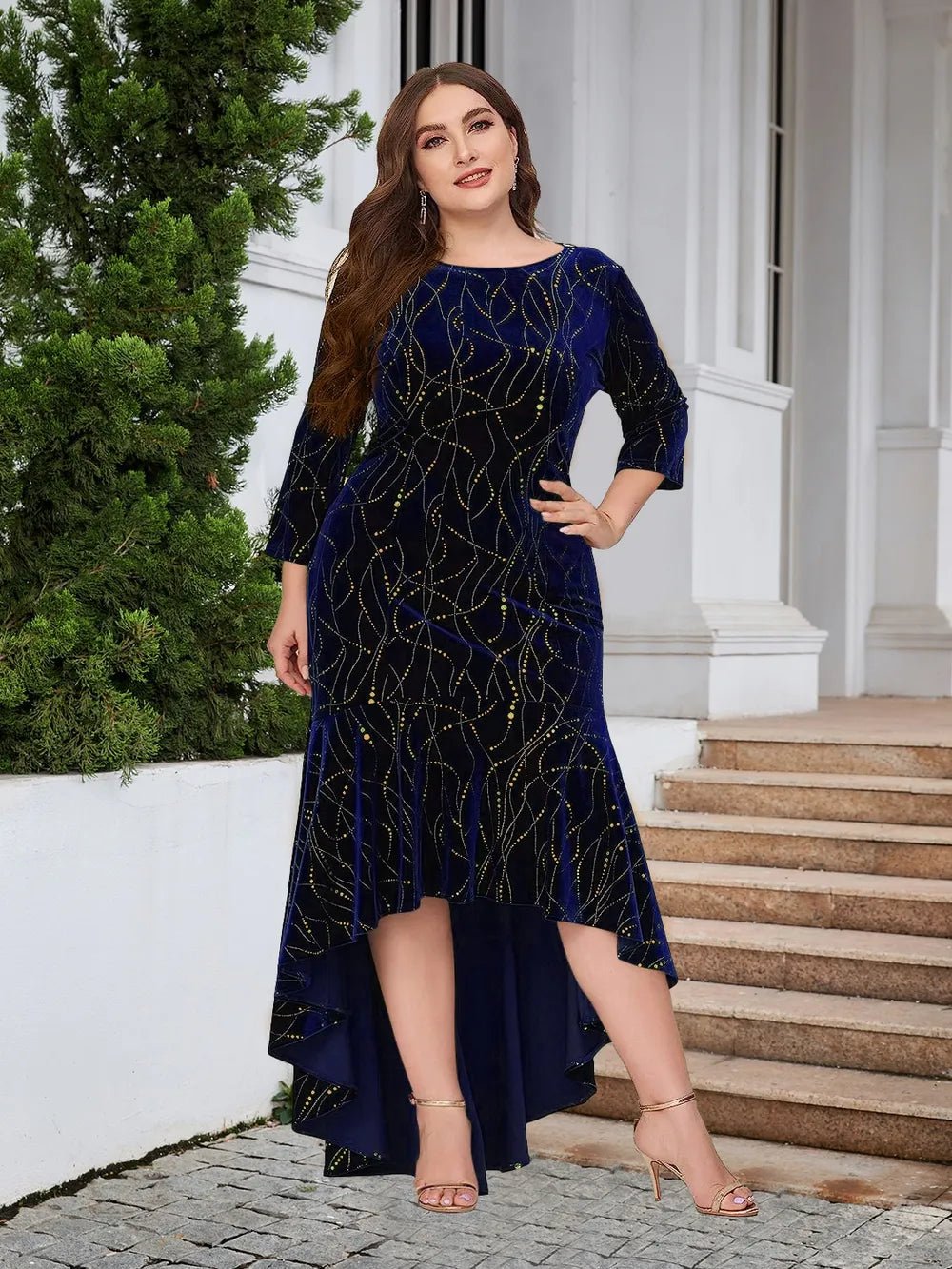 Plus Size Ruffle Hem High-Low Dress - Lookzlike
