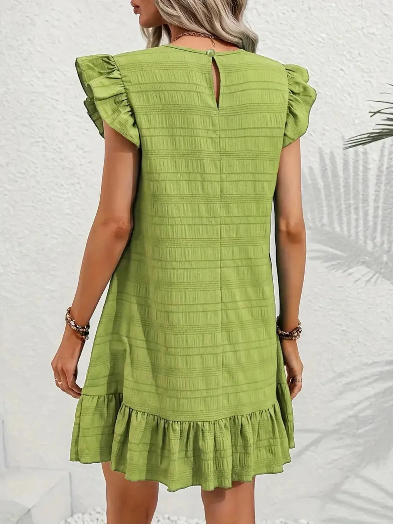 Plus Size Ruffle Hen Cap Sleeve Mini Dress - Lookzlike